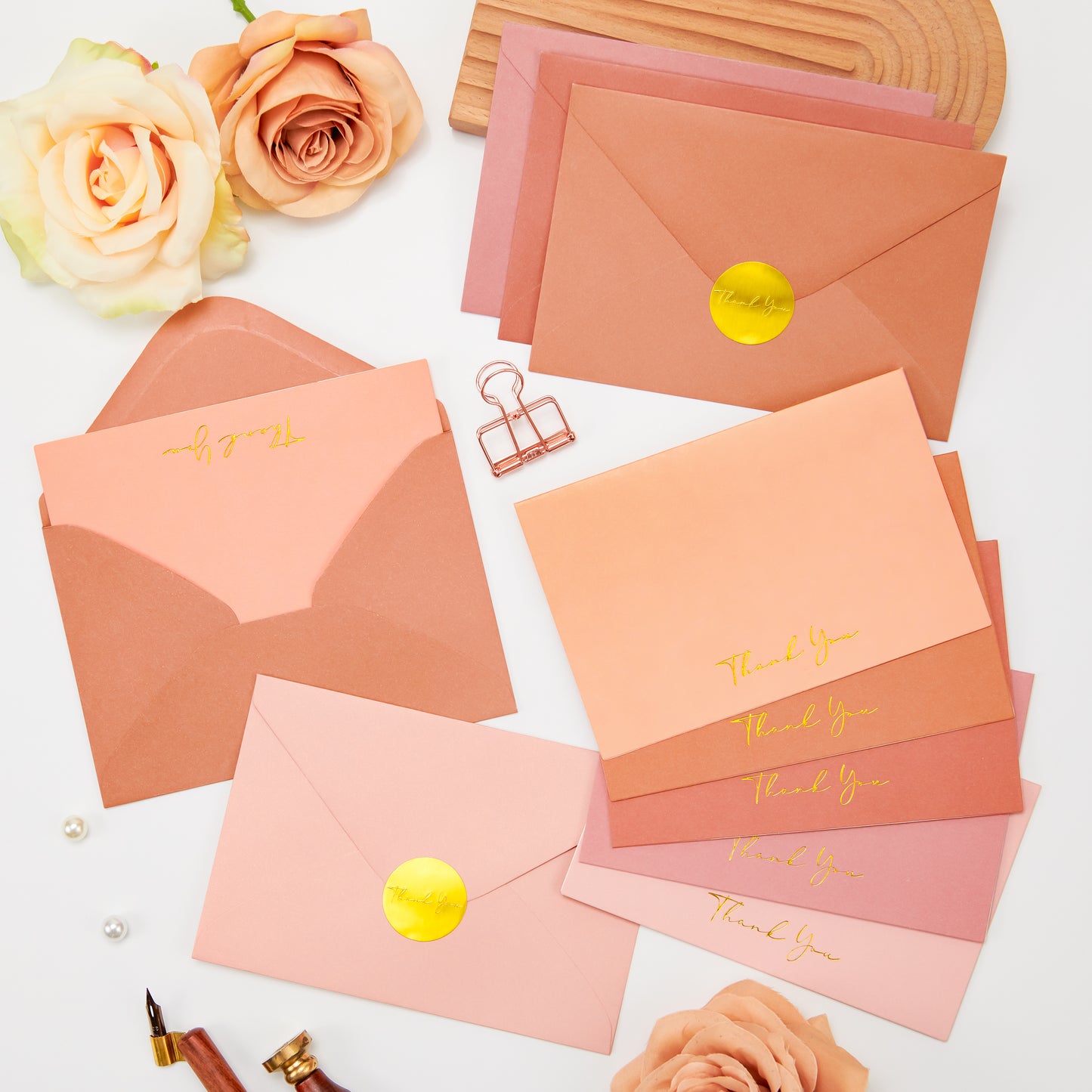 Crisky 50 Pack Thank You Greeting Cards With Envelope Peach Thank You Cards for Wedding/Bridal Shower/Baby Shower/Business/Graduation