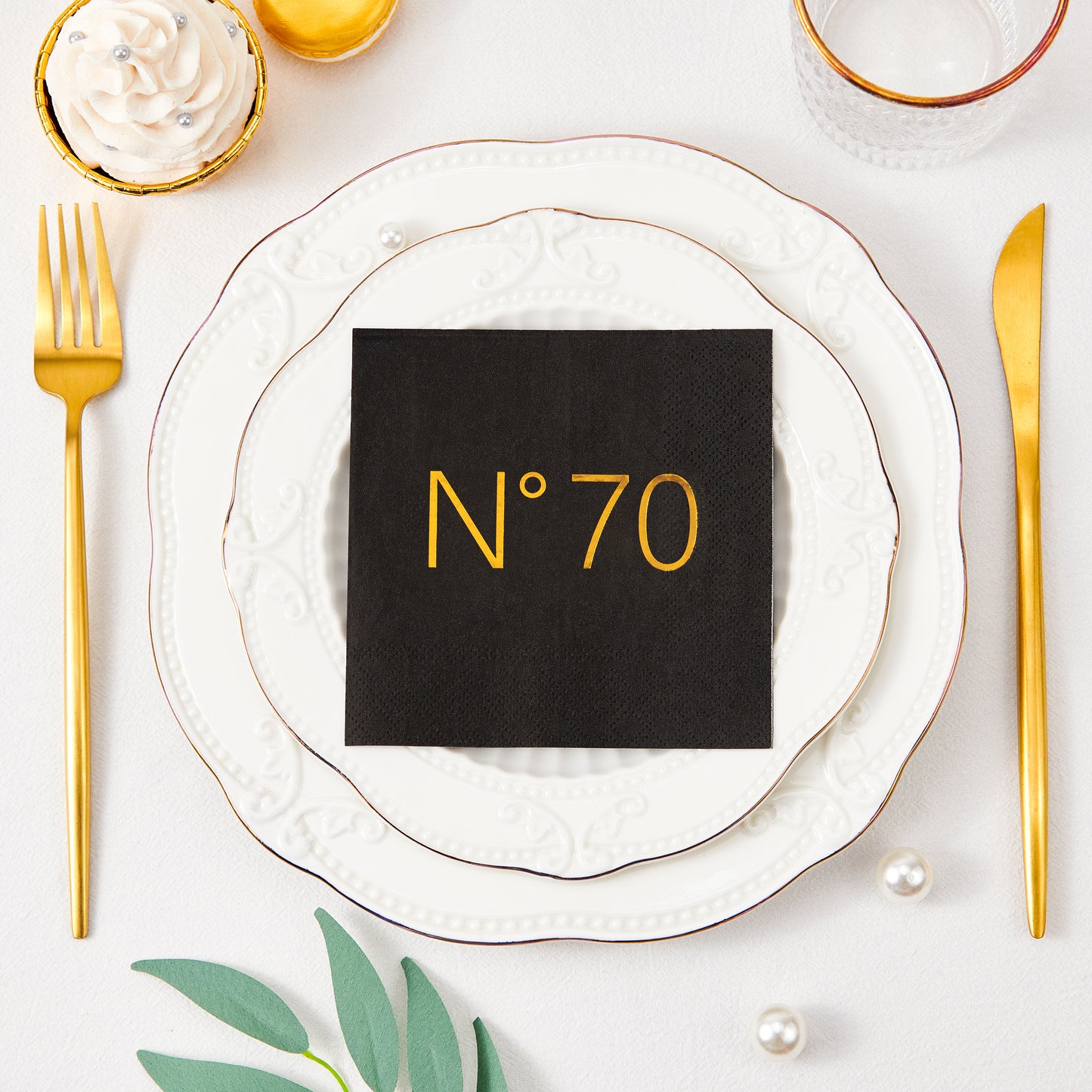 Crisky 50 Pcs Disposable 60th Birthday Napkins Blakc Gold Cocktail Paper Napkins for 60th Birthday Party Decoration, 3-Ply