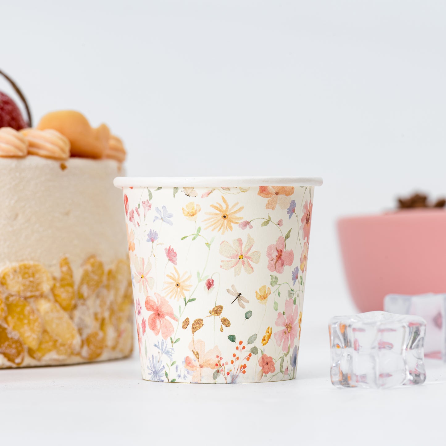 Crisky 150 Pack Paper Bathroom Cups 3oz Disposable Elegant Design Full Floral Small Mouthwash Hot/Cold Beverage Coffee Dessert for Birthday Parties Home-use Picnics Ceremonies