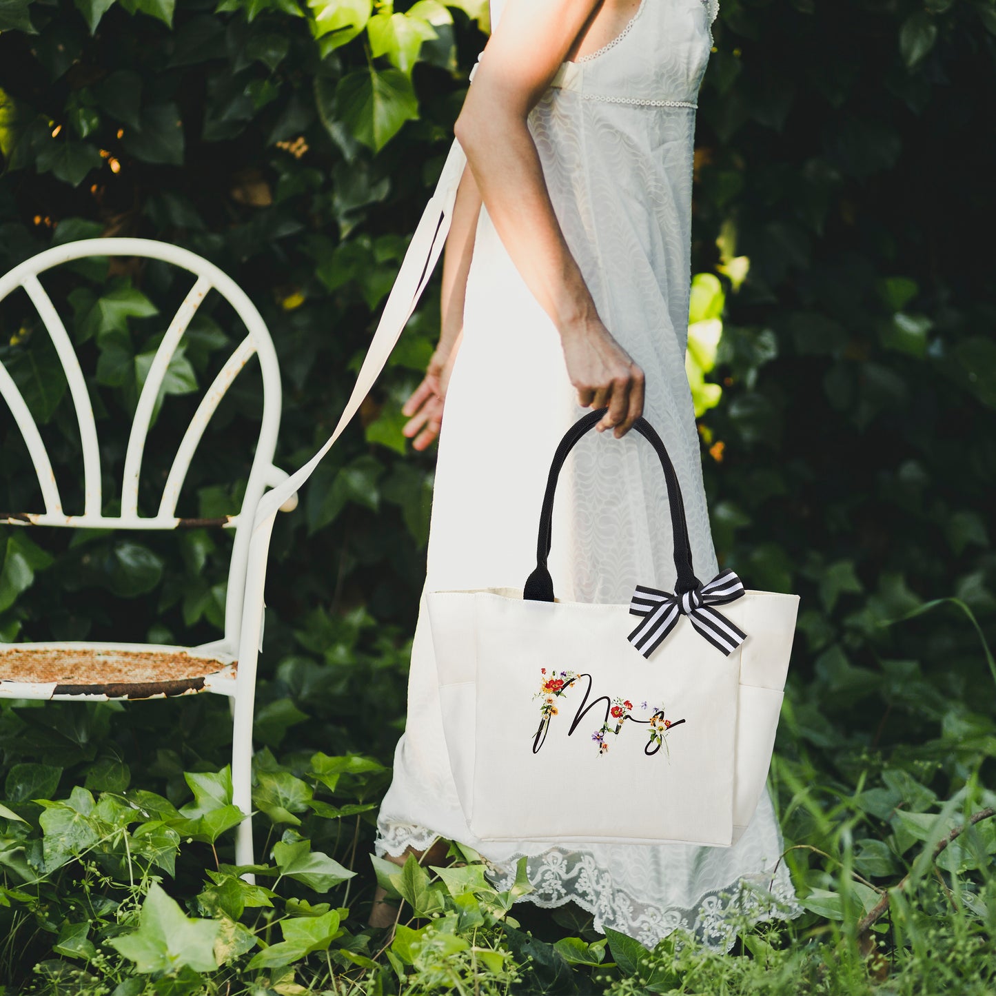 Crisky Mrs Canvas Tote Bag,Bridal Shower Gifts for Bride, Wedding Giftts, Engagement gifts, Future Mrs Gifts, Bachelorette Party 13.8" x 12.4" x 6"