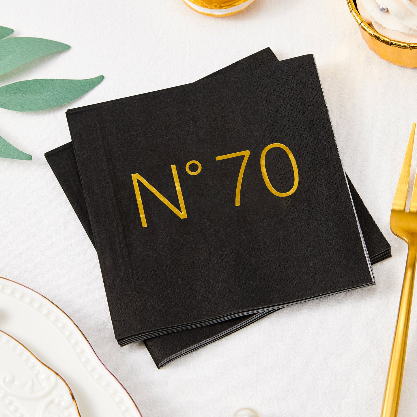 Crisky 50 Pcs Disposable 60th Birthday Napkins Blakc Gold Cocktail Paper Napkins for 60th Birthday Party Decoration, 3-Ply