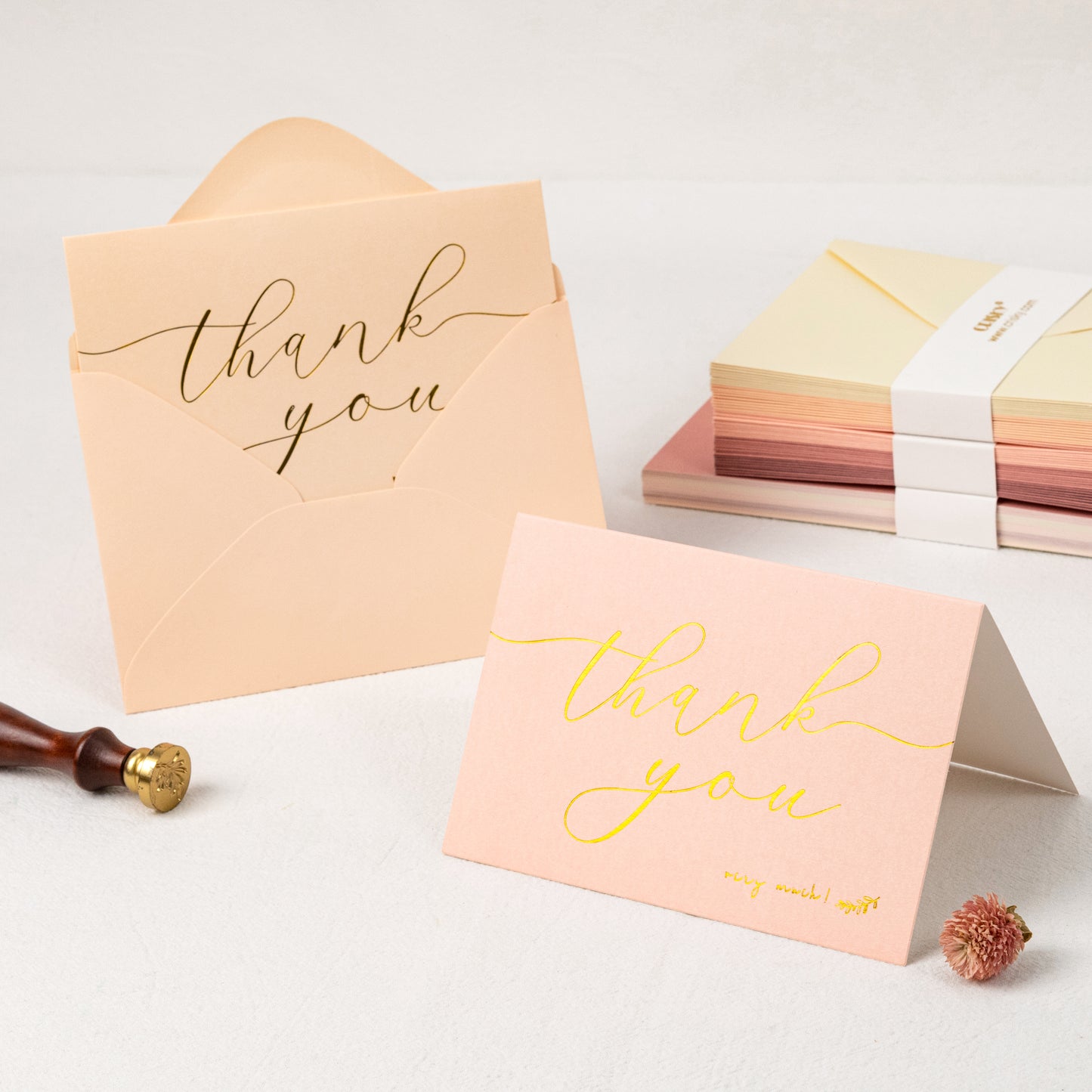 Crisky 50 Pcs Dusty Rose Thank You Cards With 50 Envelopes & 50 Stickers Simple, Chic, Elegant Greeting Cards Perfect for: Wedding/Business/Birthday/Graduation etc. 4 x 6 inches 50 Pack