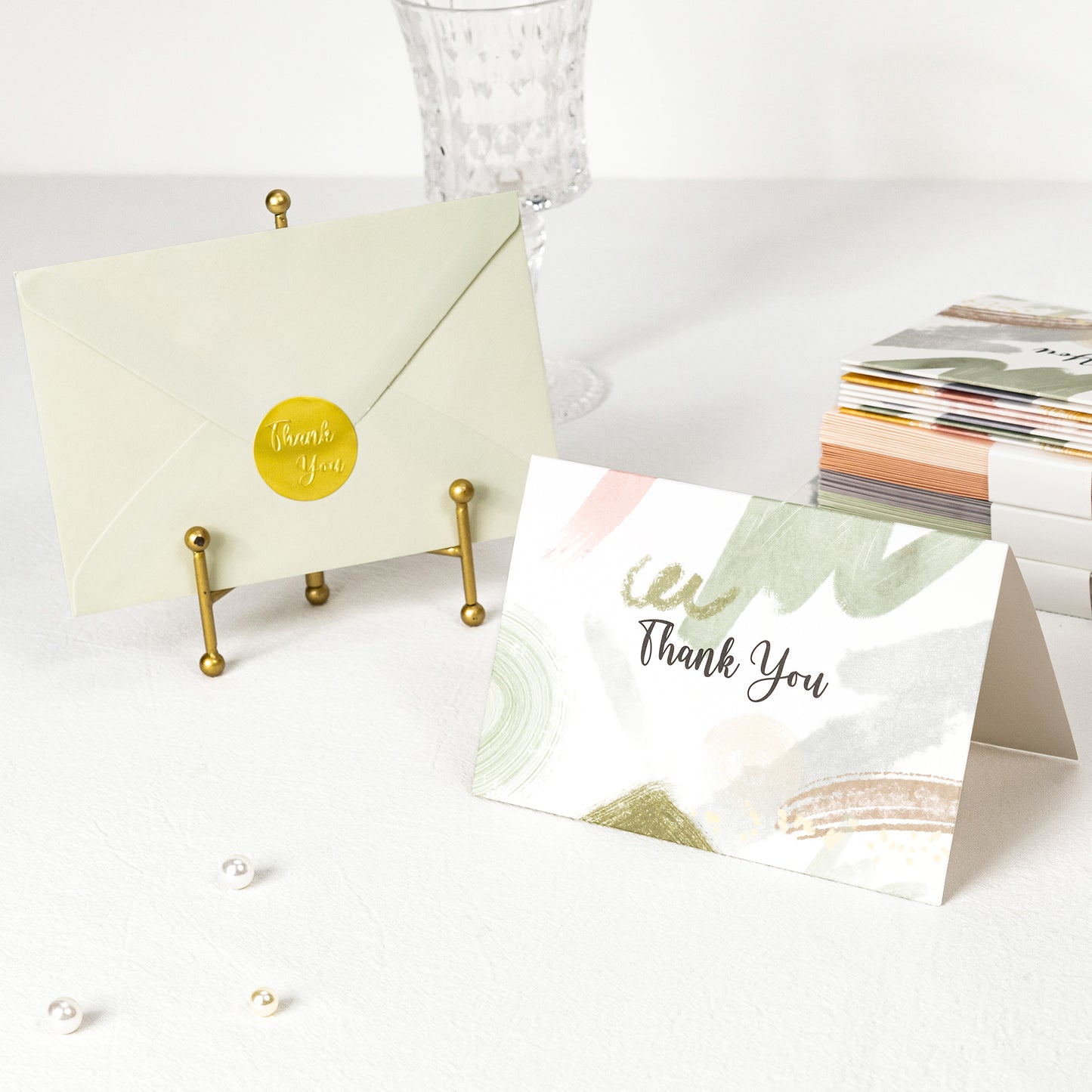 Crisky 50 Pack Morandi Thank You Cards with Envelopes and Stickers Set 4 assorted Greeting Note Cards for Wedding, Baby Shower,Bridal Shower, Graduation, Business