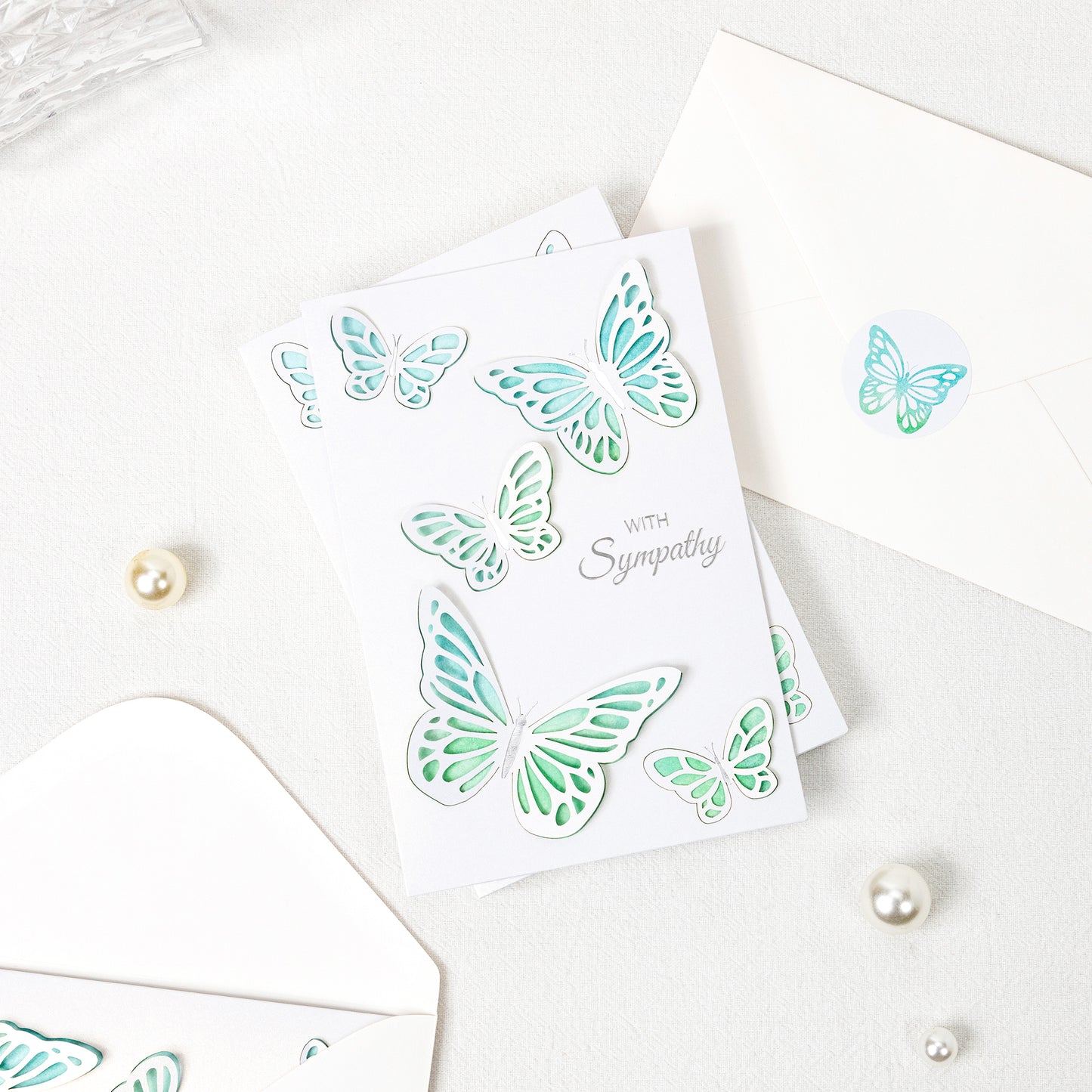 Crisky 25PCS Signature Butterflies Sympathy Cards Laser Die-cut Watercolor Condolence Cards Perfect Mix of Expression and Sympathy in a Box of Sympathy Cards with Envelopes…