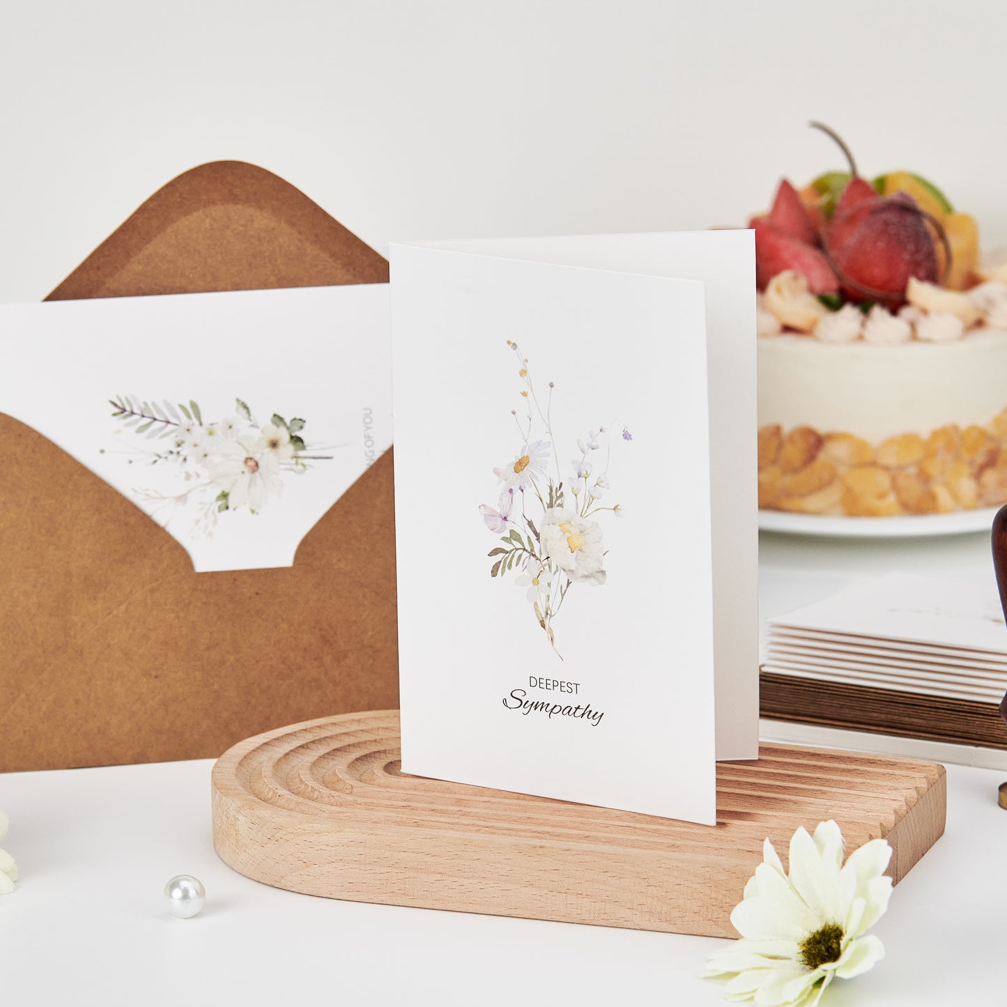 Crisky 12 Pack Watercolor White WildFlower Sympathy Cards with Envelopes Boxed 4 Assortment Condolence/Bereavement Cards