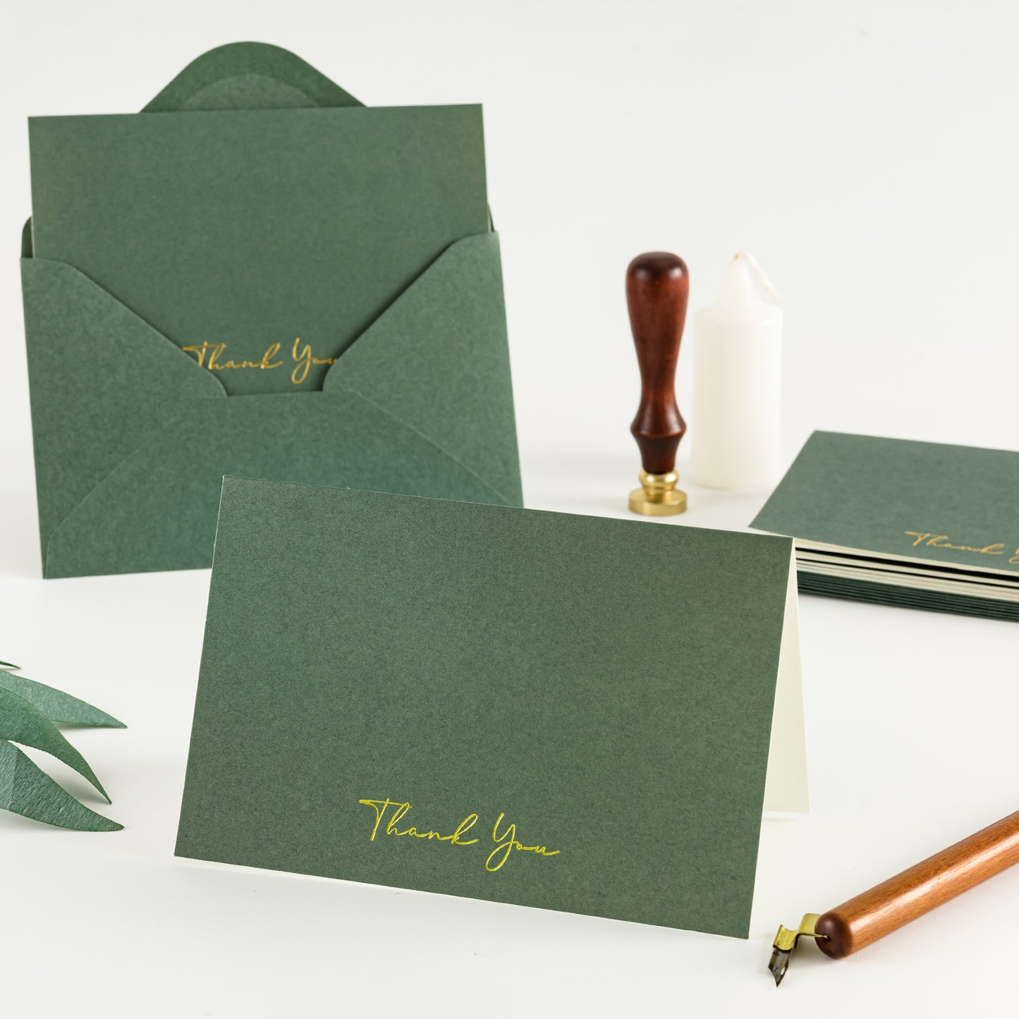 Crisky 50 Pack Thank You Greeting Cards With Envelope Dark Green Thank You Cards for Wedding/Bridal Shower/Baby Shower/Business/Graduation