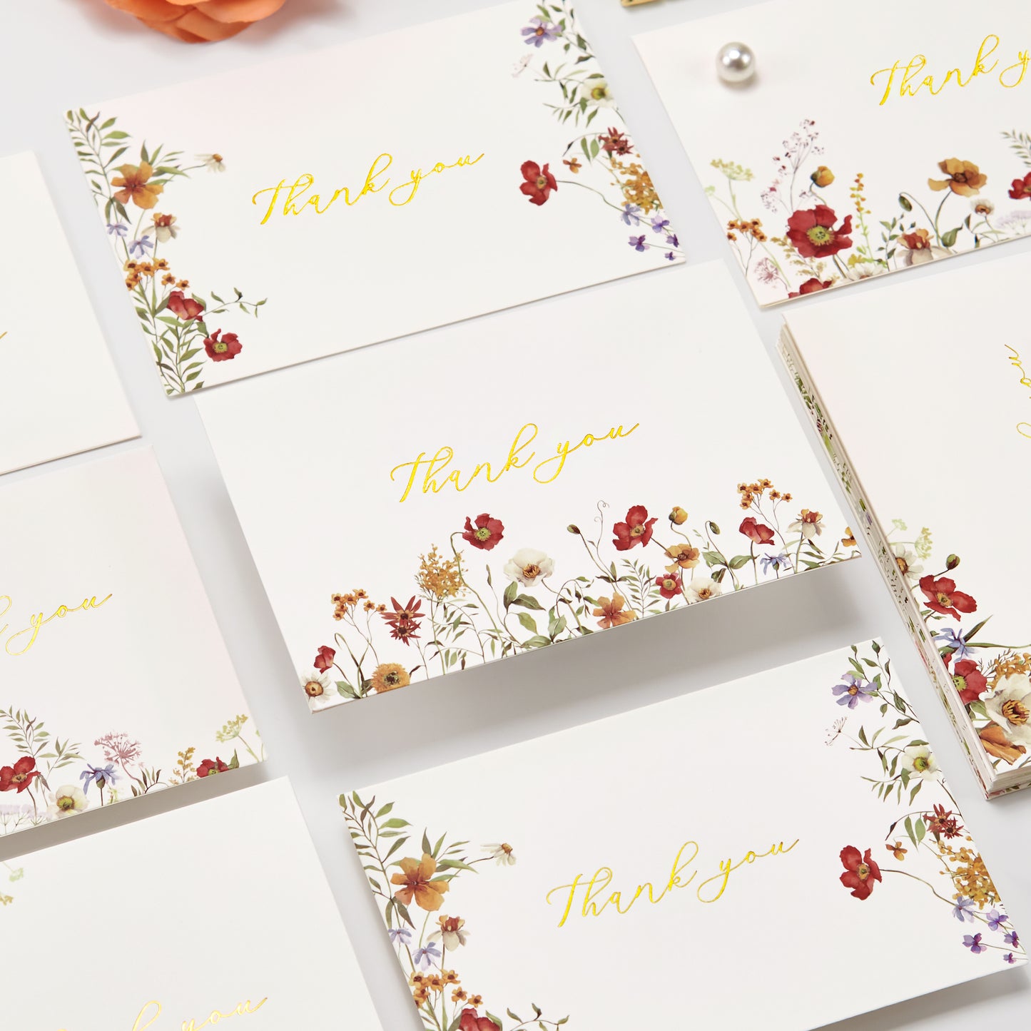 Crisky 50 Pack Thank You Cards with Envelopes, 4 Assortment Floral Watercolor, Perfect for Birthday, Baby Shower, Bridal Shower, Wedding, Graduation, and Other Occasion 4x6 inch