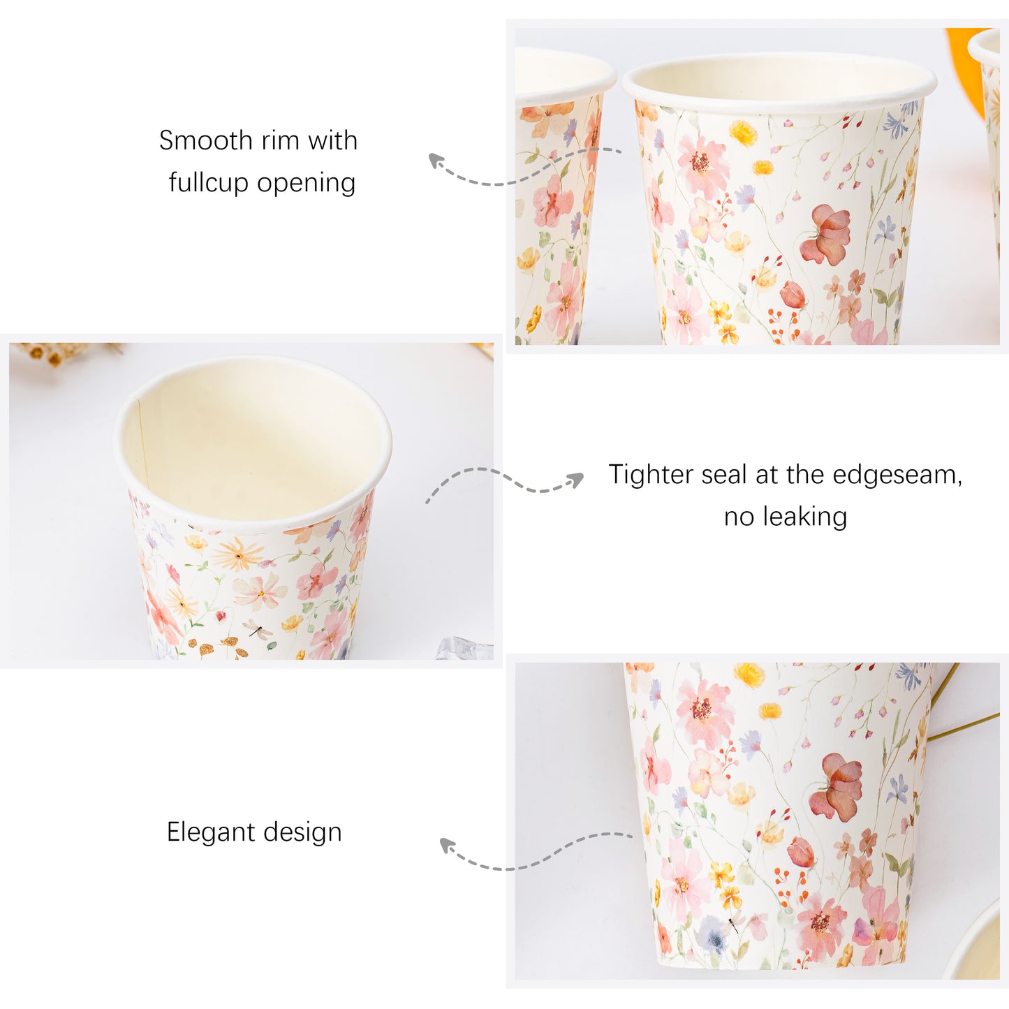 Crisky 150 Pack Paper Bathroom Cups 3oz Disposable Elegant Design Full Floral Small Mouthwash Hot/Cold Beverage Coffee Dessert for Birthday Parties Home-use Picnics Ceremonies