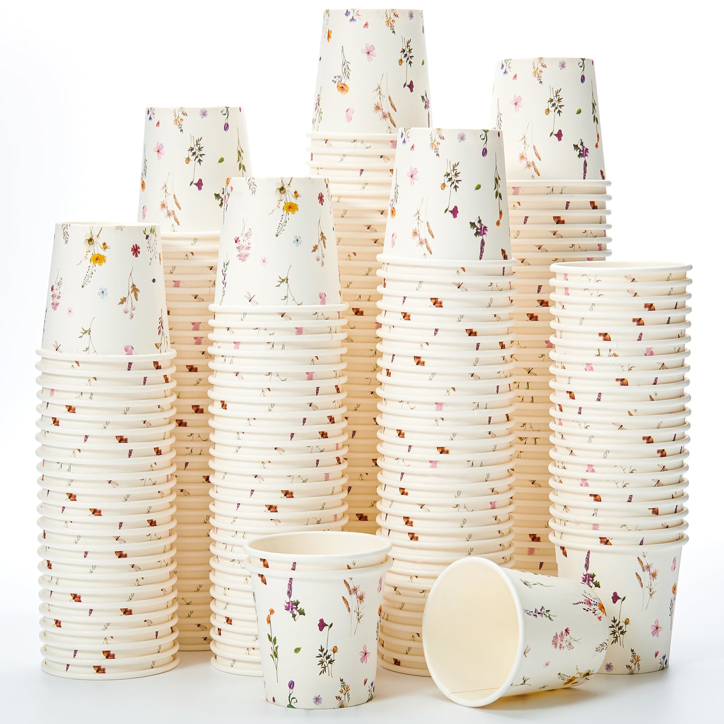 Crisky 300 Pack Paper Bathroom Cups 3oz Disposable, Eleglant Design Floral Small Mouthwash Cups, Hot/Cold Beverage Coffee, Dessert Cups for Birthday Parties, Home-use, Picnics, Ceremonies Any Events