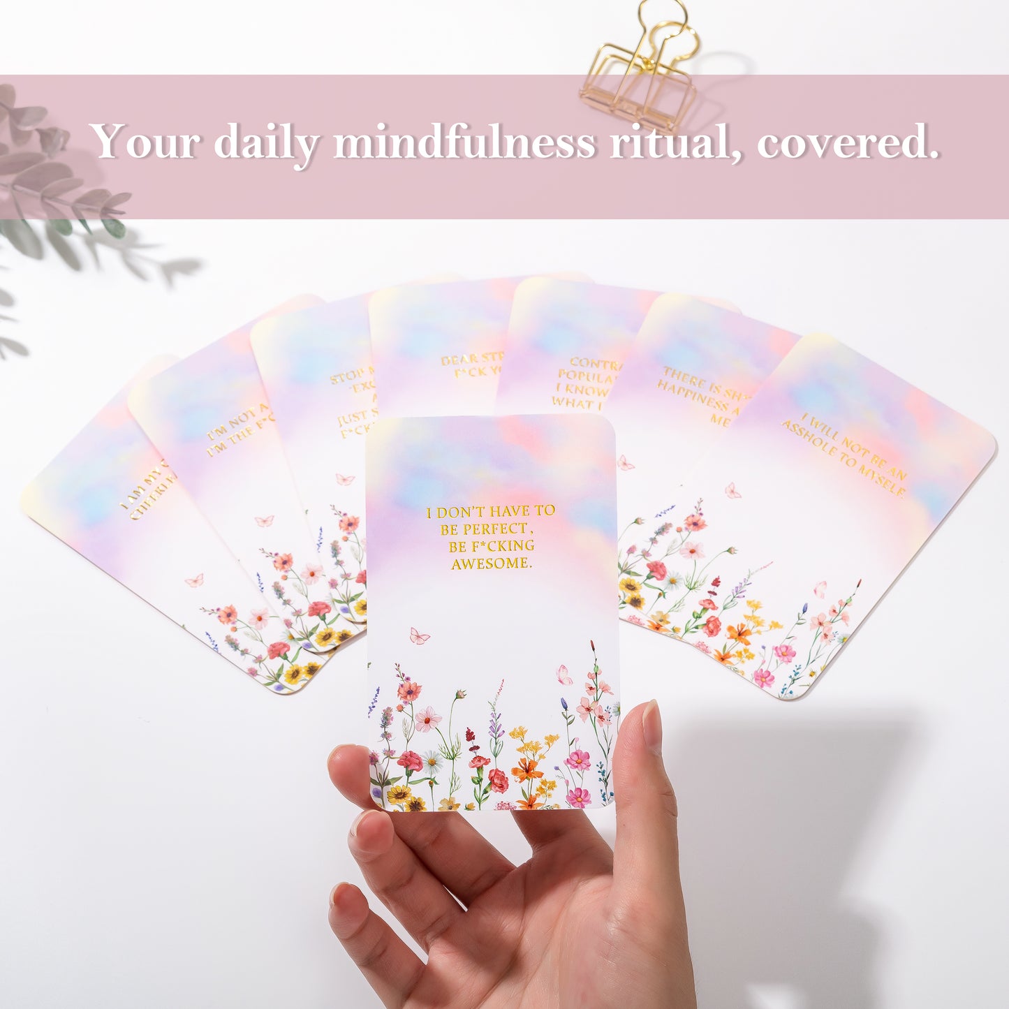 Crisky Badass Affirmation Cards for Women, 50 Pack Daily Affirmations, Encouragement Rebel Bloom Motivation Cards with Edgy Positive Quotes, Inspirational Gifts for Women, best friends, Girls