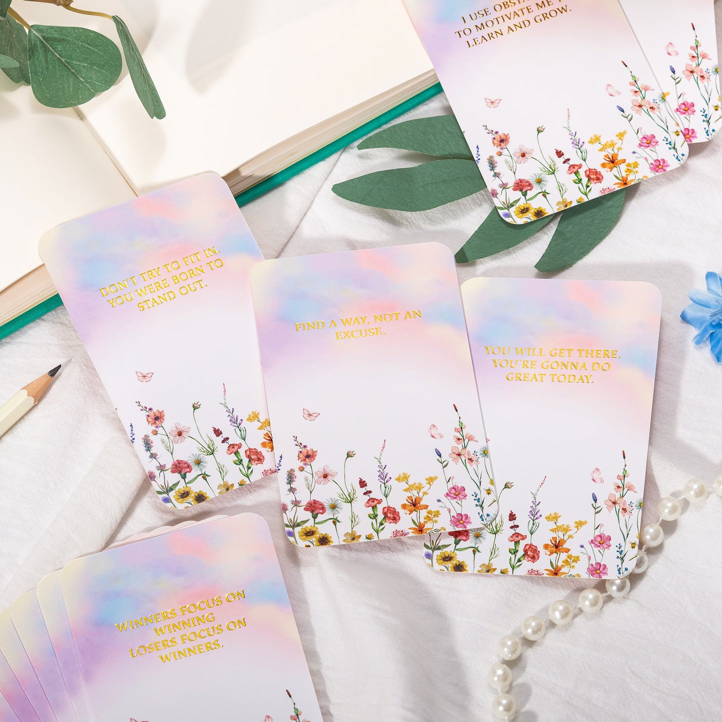 Crisky Badass Affirmation Cards for Women, 50 Pack Daily Affirmations, Encouragement Rebel Bloom Motivation Cards with Edgy Positive Quotes, Inspirational Gifts for Women, best friends, Girls