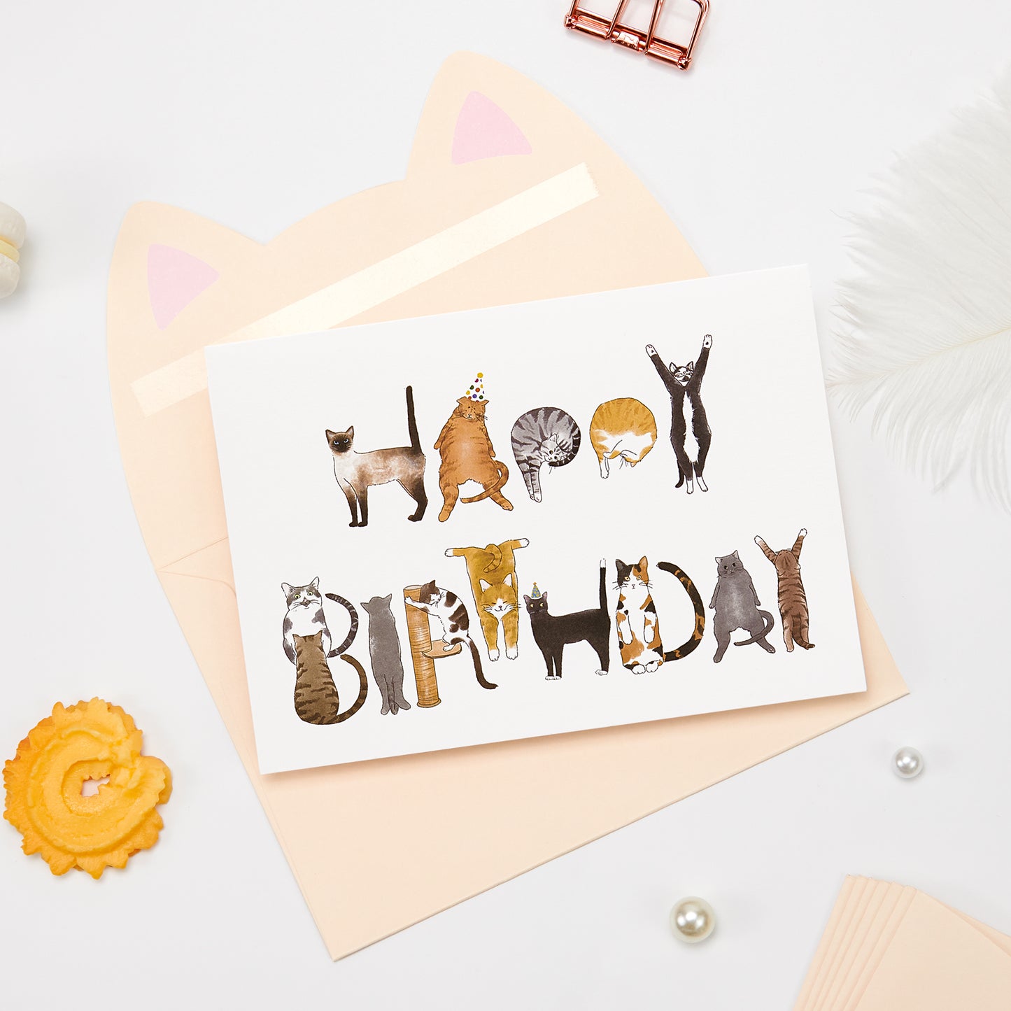 Crisky 13" Large Cat Happy Birthday Gift Bag with Tissue Paper and Card for Girls Kids Adults Women Birthday Party