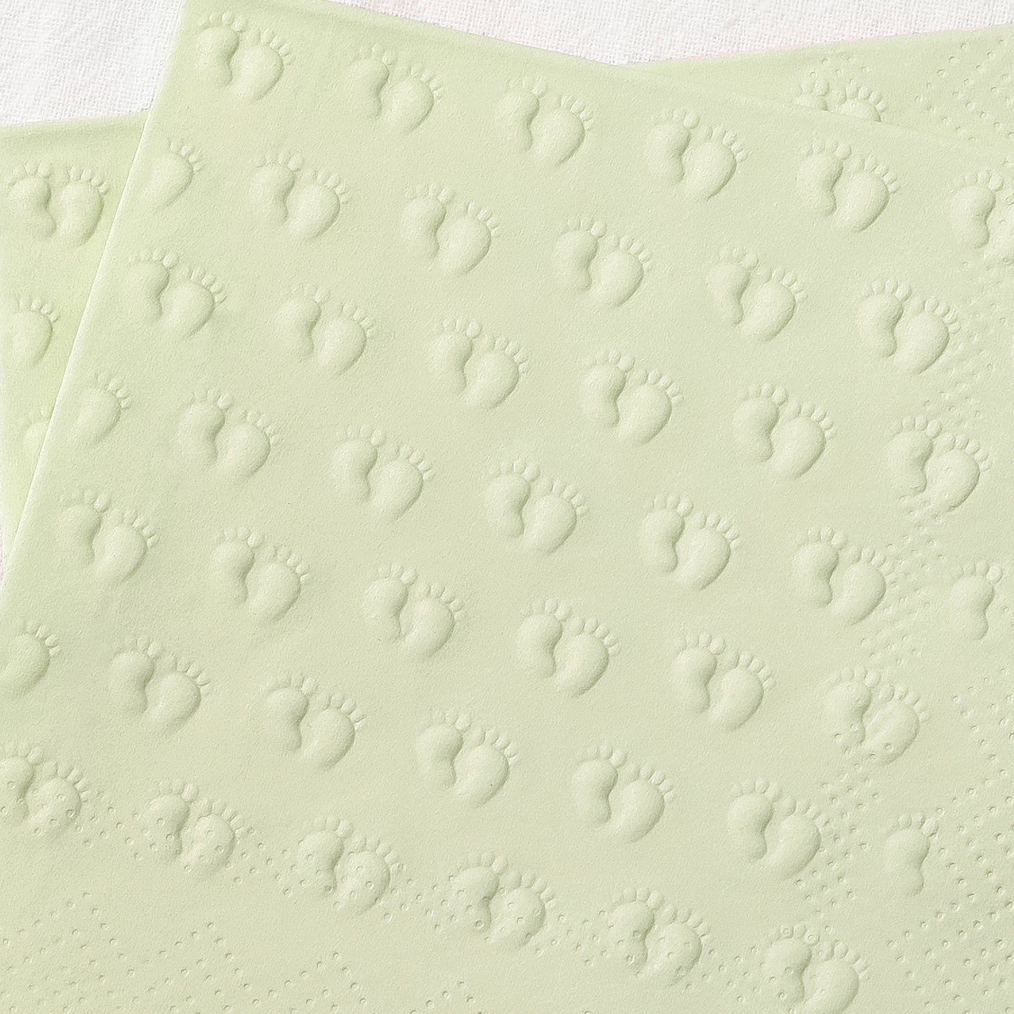 Crisky 3-Ply Baby Shower Napkins for Girl or Boy, 50 Pack Embossed Footprints Napkins for Sage Green Baby Shower Decorations, Gender Reveal Party, Disposable Paper Cocktail Napkin, Not Easily Torn