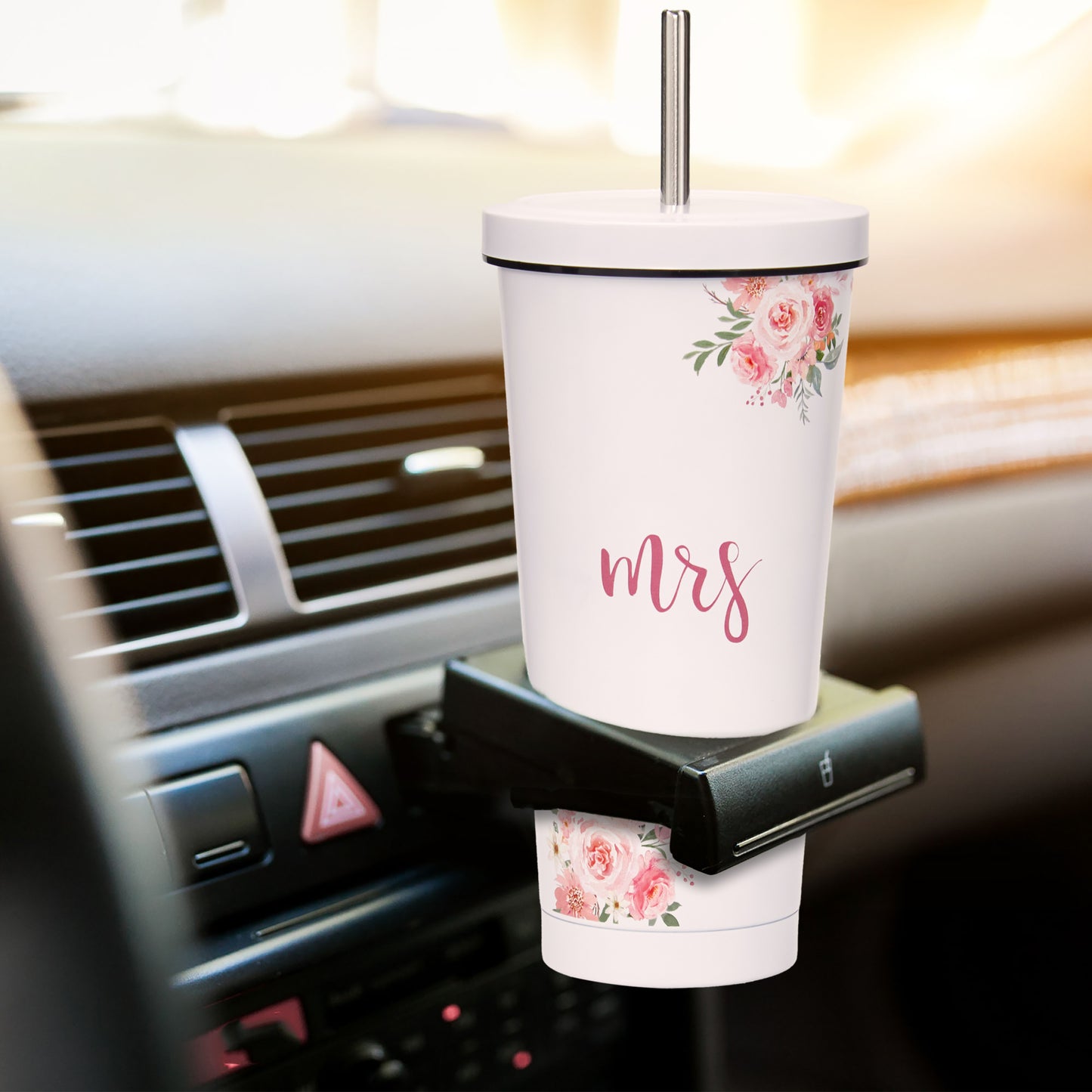 Crisky Floral Mrs Gifts Bride Cup for Wedding Engagement Bridal Shower Stainless Insulated Tumbler with Lid & Box 26 OZ