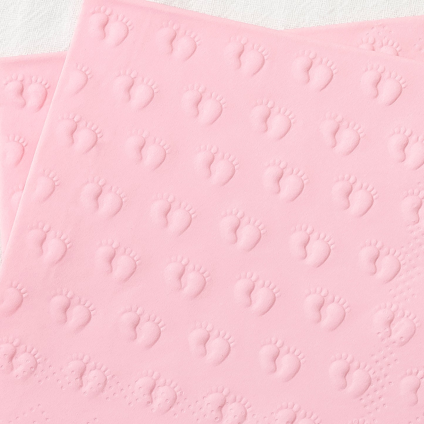 Crisky 3-Ply Baby Shower Napkins for Girl, 50 Pack Embossed Footprints Pink Napkins for Girl Baby Shower Decorations, Disposable Paper Cocktail Napkin, and Not Easily Torn