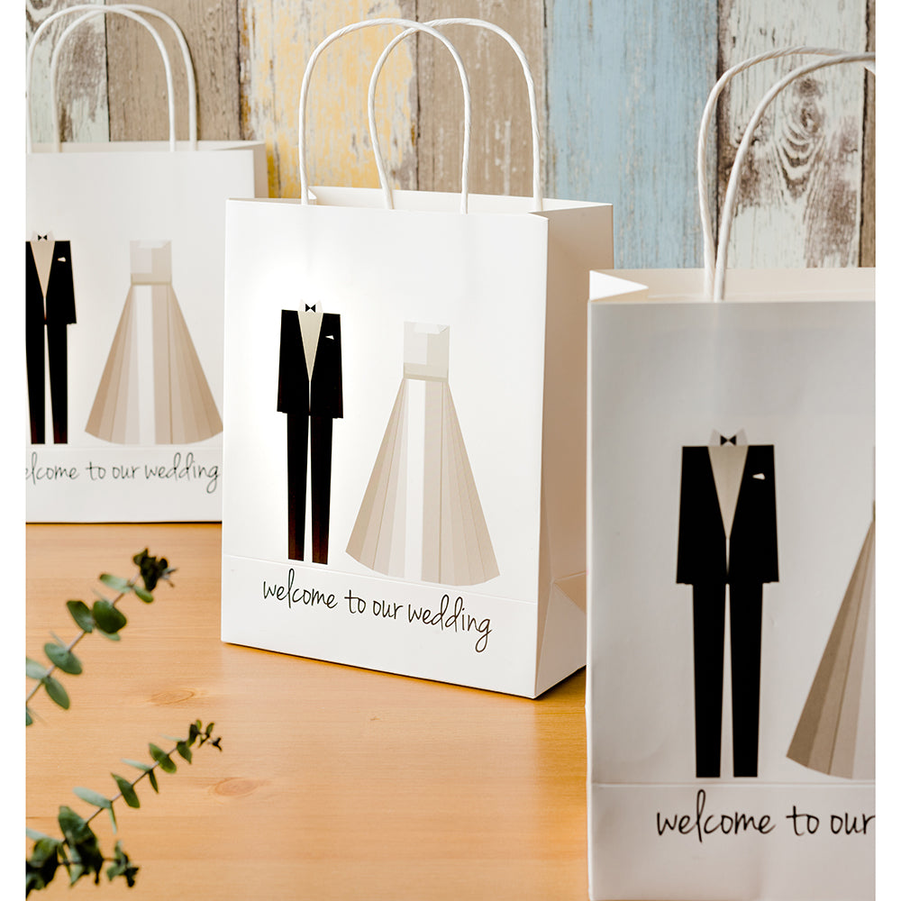 Crisky Welcome to Our Wedding Bags 25 pcs Welcome Wedding Bags for Hotel Guests, 10"X8"X4", Favor Bags