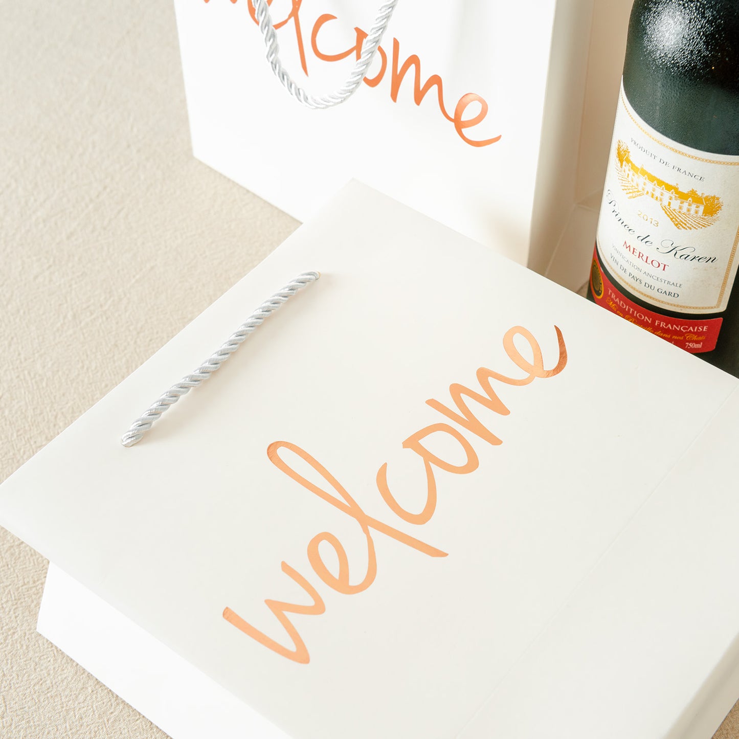 Crisky Welcome Bags Rose Gold Gift Bags for Wedding Hotel Guests, Birthday, Baby Shower, Party Favors Gift Bags, Set of 25