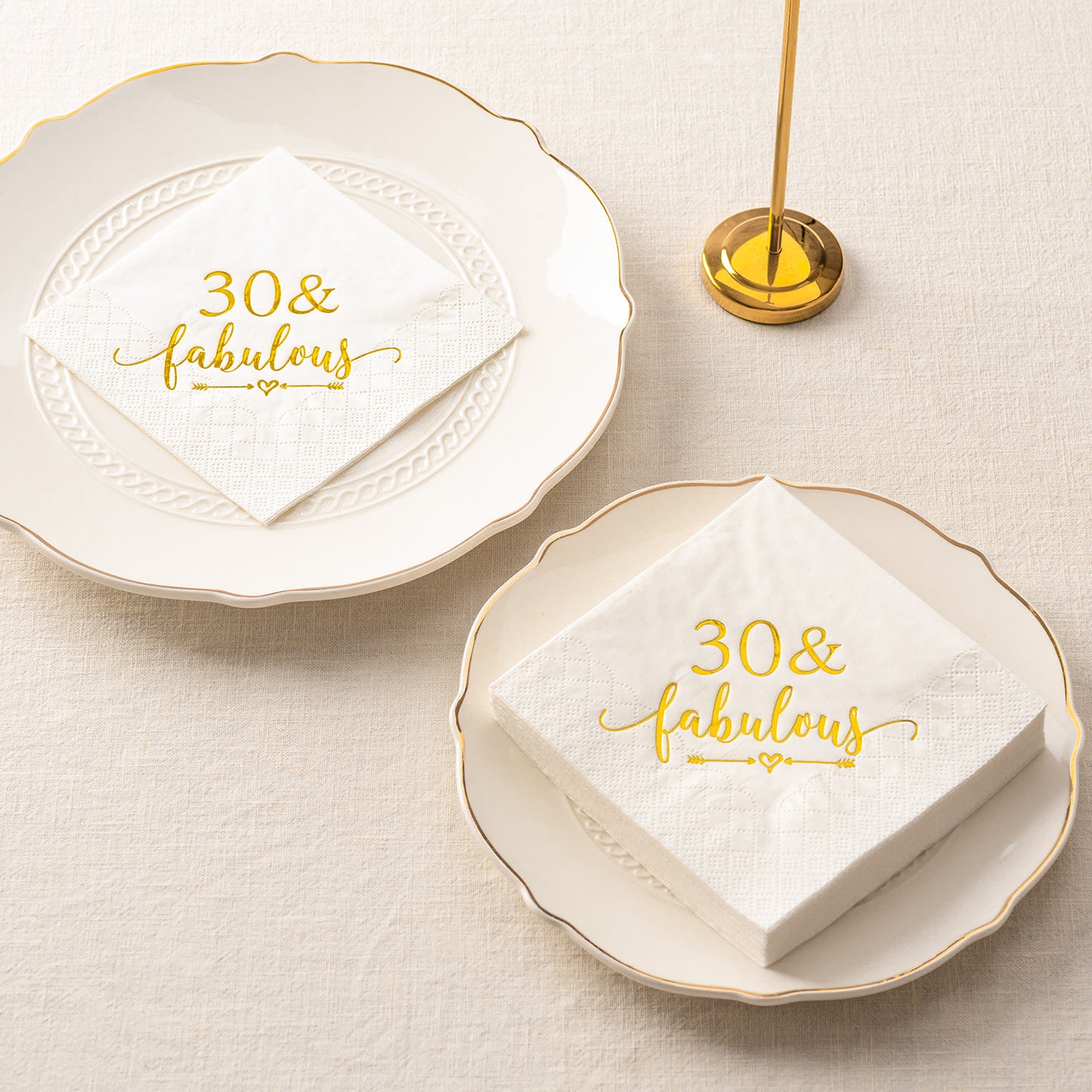 Crisky 30 and Fabulous Cocktail Napkins Gold for Women 30th Birthday Decorations, 30th Birthday Bevergae Dessert Table Supplies, 50Pcs, 3-Ply