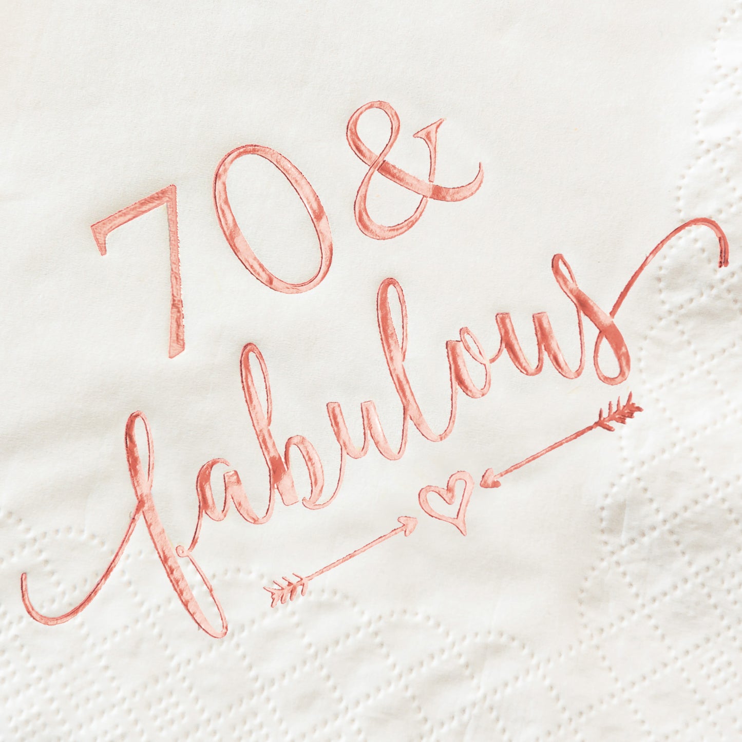 Crisky 70 and Fabulous Cocktail Napkins Rose Gold for Women 70th Birthday Decorations, 70th Birthday Bevergae Dessert Cake Table Supplies, 50Pcs, 3-Ply