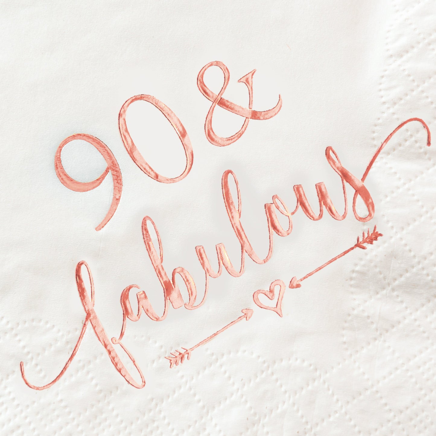 Crisky 90 and Fabulous Cocktail Napkins Rose Gold for Women 80th Birthday Decorations, 80th Birthday Bevergae Dessert Cake Table Supplies, 50Pcs, 3-Ply