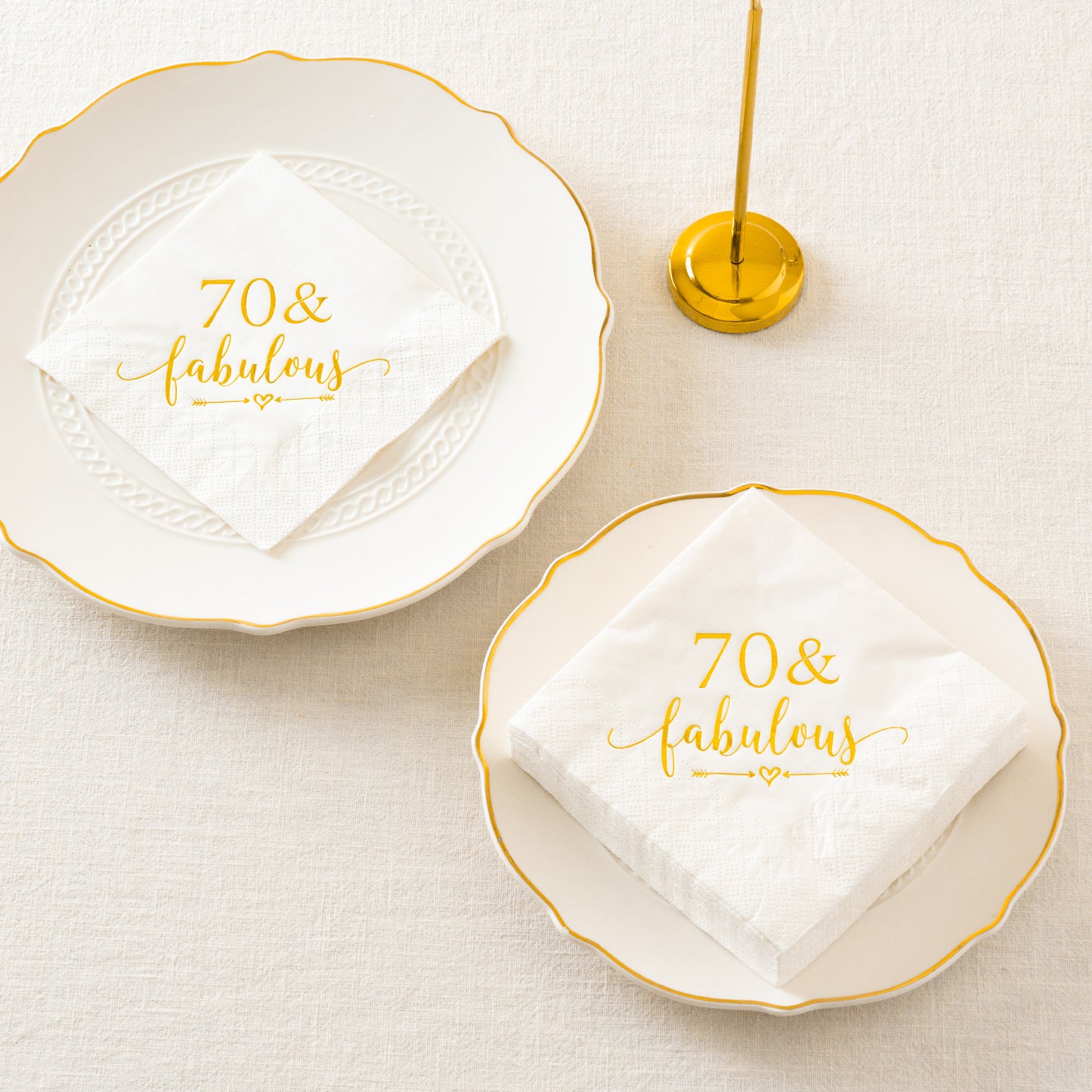Crisky 70 and Fabulous Cocktail Napkins Gold for Women 70th Birthday Decorations, 70th Birthday Bevergae Dessert Cake Table Supplies, 50Pcs, 3-Ply