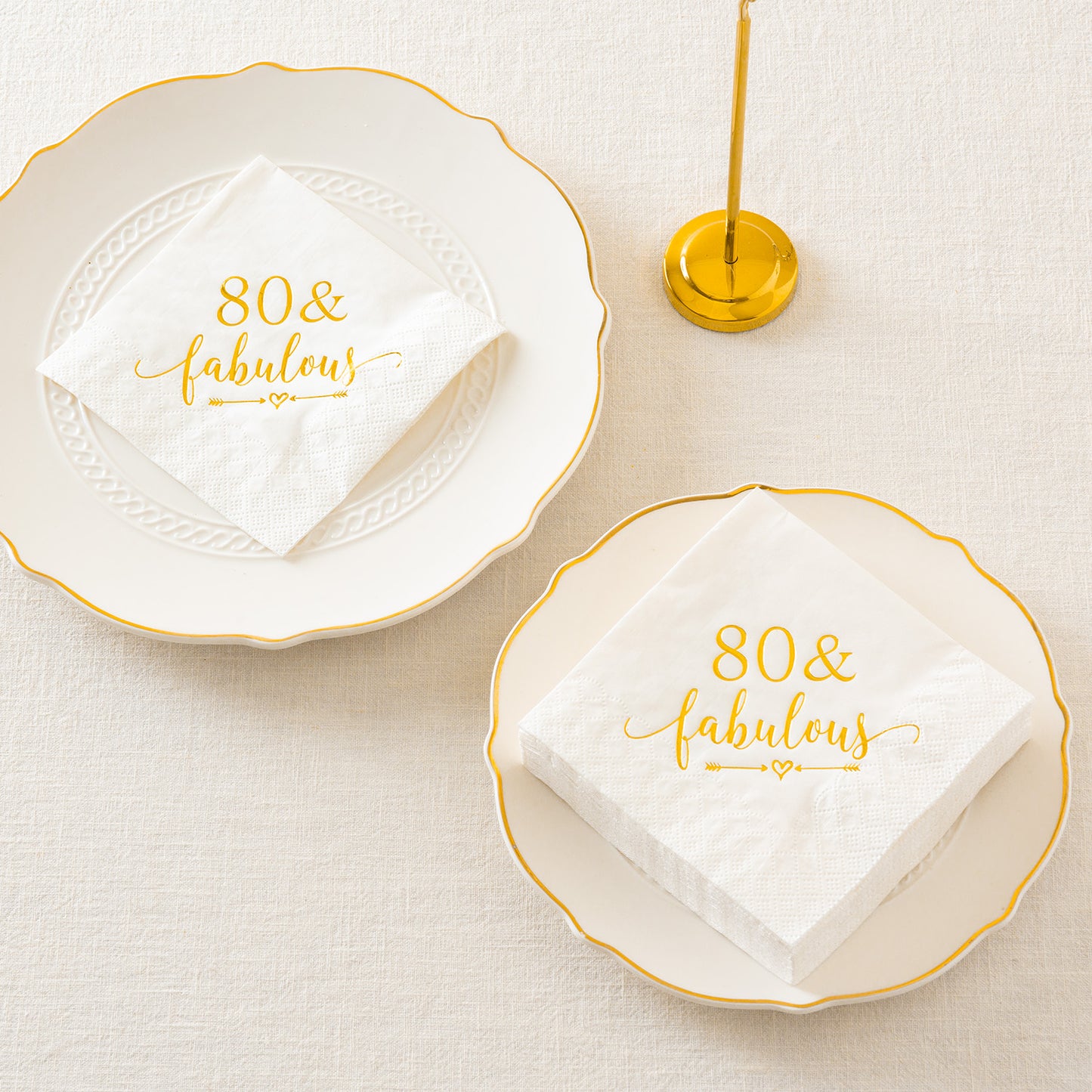 Crisky 80 and Fabulous Cocktail Napkins Gold for Women 80th Birthday Decorations, 80th Birthday Bevergae Dessert Cake Table Supplies, 50Pcs, 3-Ply