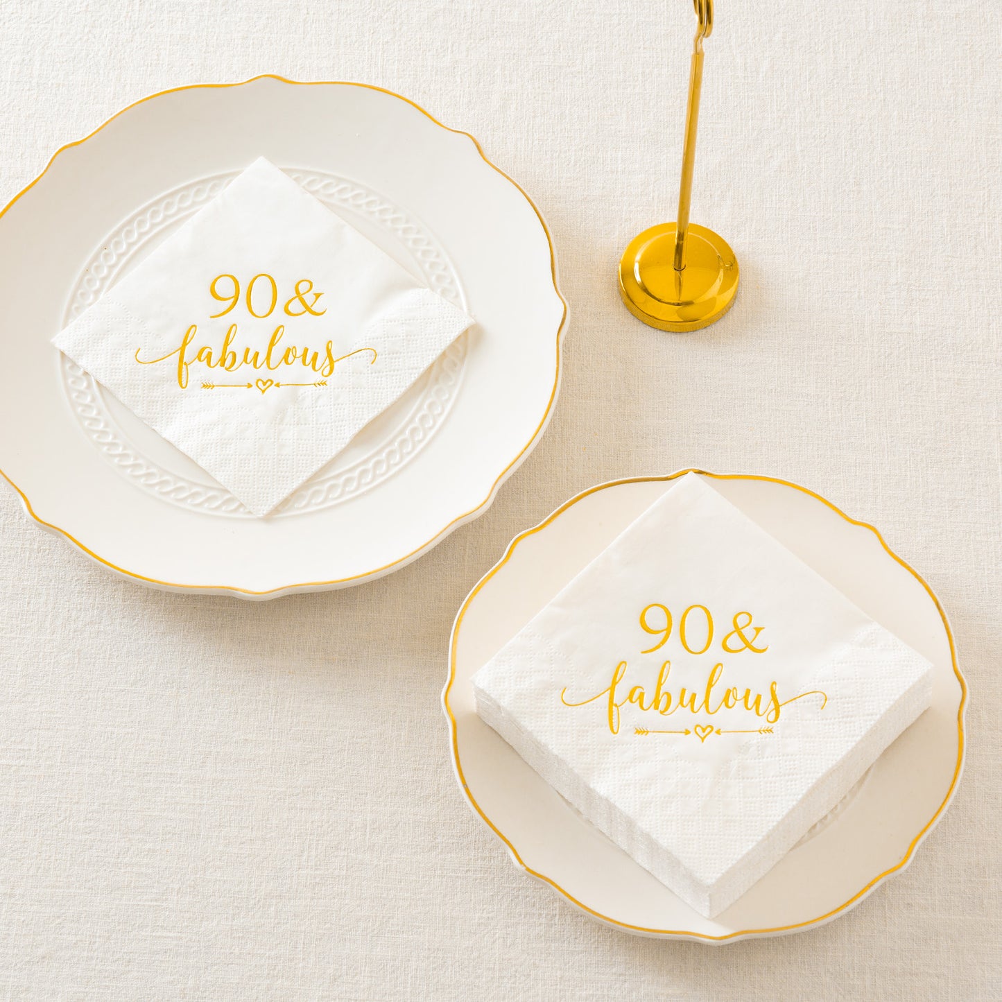 Crisky 90 and Fabulous Cocktail Napkins Rose Gold for Women 80th Birthday Decorations, 80th Birthday Bevergae Dessert Cake Table Supplies, 50Pcs, 3-Ply