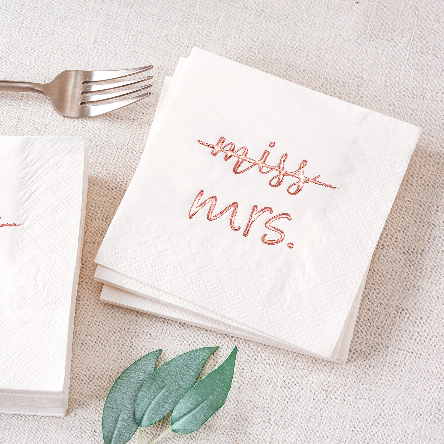 Crisky Rose Gold Miss to Mrs Cocktail Napkins for Bridal Shower Engagement Bachelorette Party Dessert Beverage Table Party Supplies, Disposable Napkins, 3 Ply, 50 count