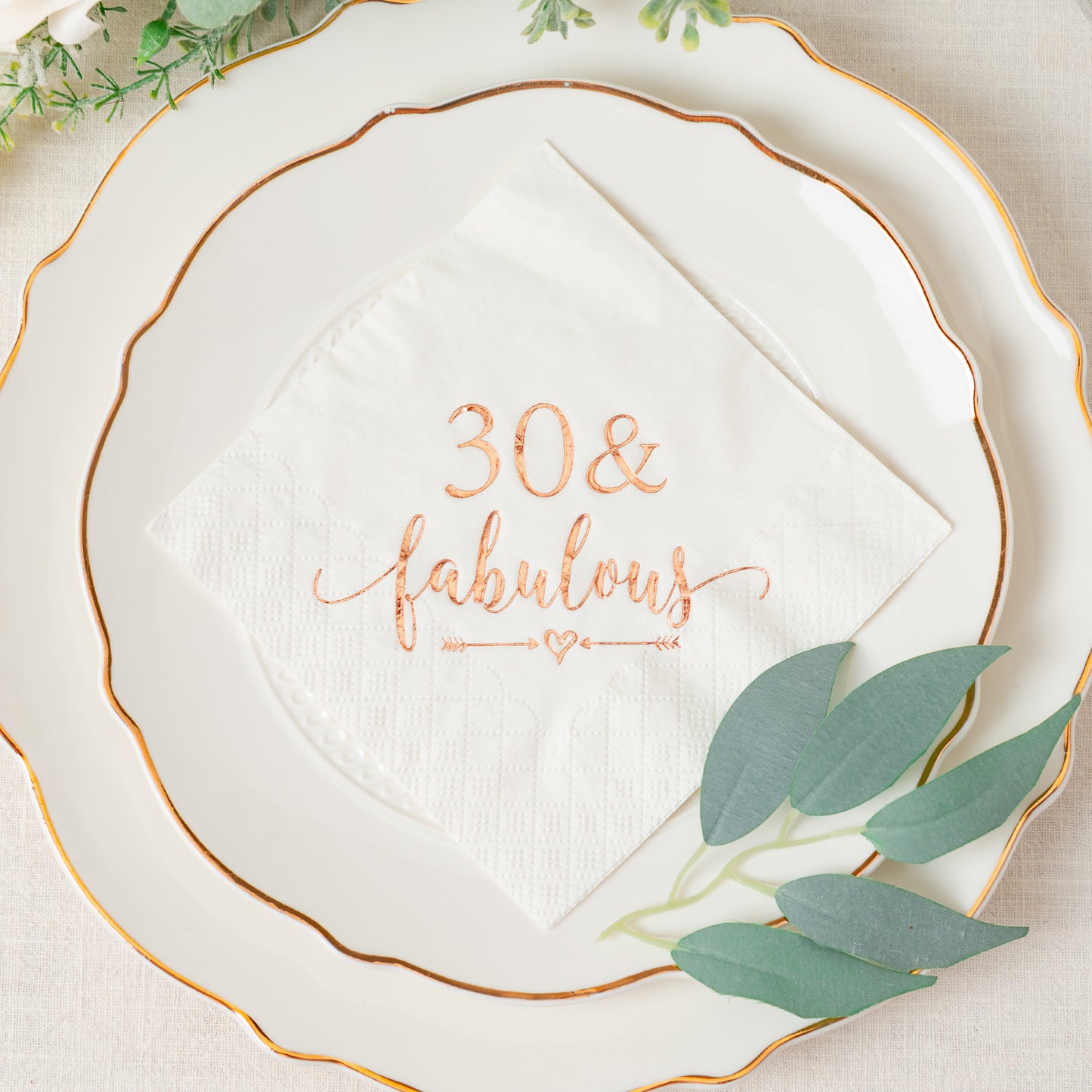 Crisky 30 and Fabulous Cocktail Napkins Rose Gold for Women 30th Birthday Decorations, 30th Birthday Bevergae Dessert Table Supplies, 50Pcs, 3-Ply