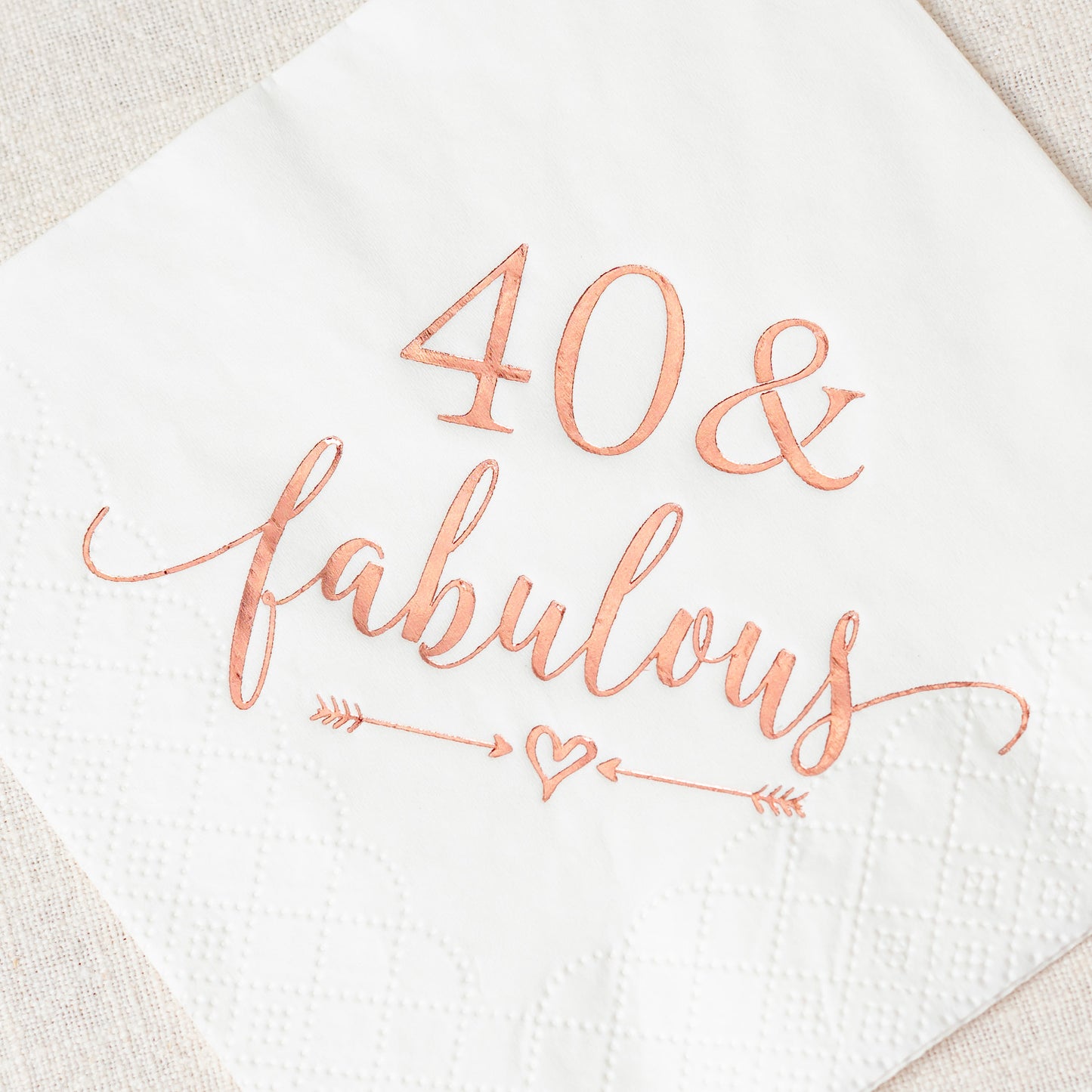 Crisky 40 and Fabulous Cocktail Napkins Rose Gold for Women 40th Birthday Decorations, 40th Birthday Bevergae Dessert Table Supplies, 50Pcs, 3-Ply