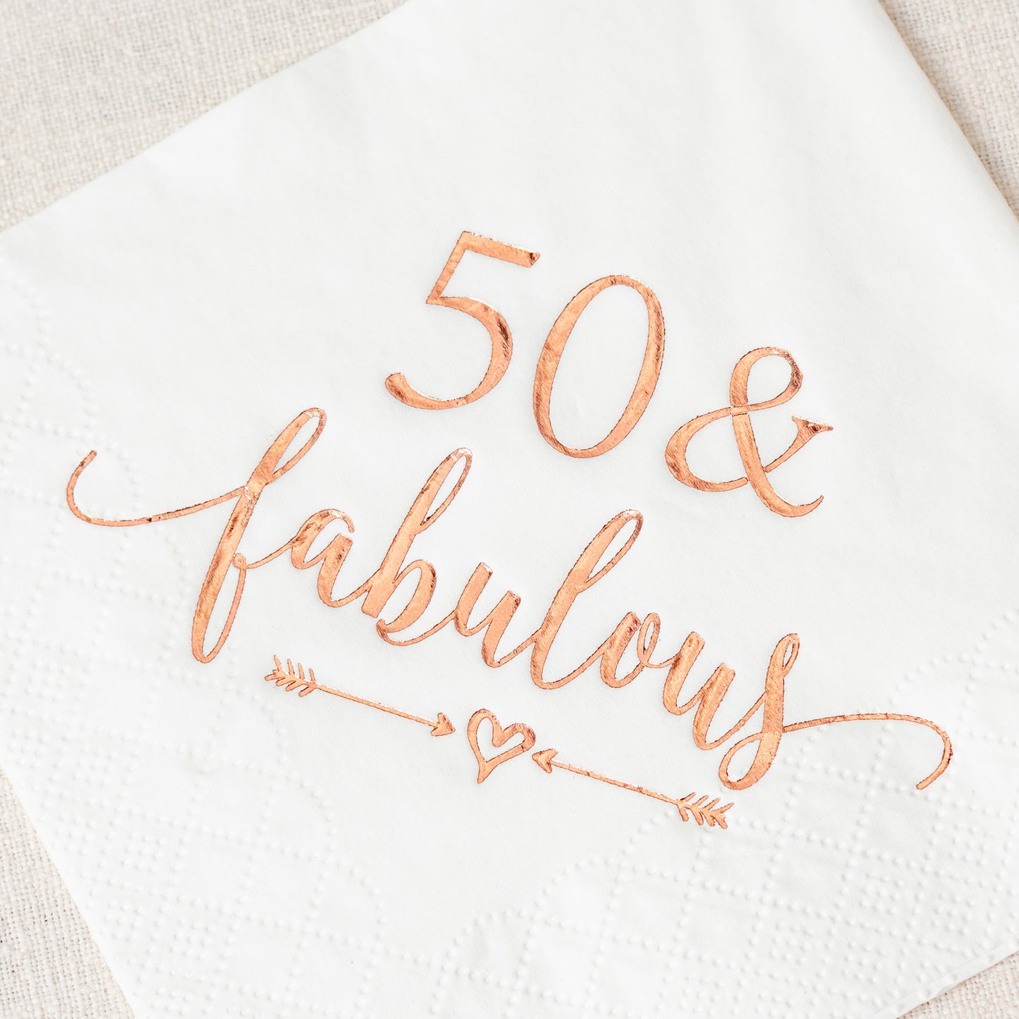 Crisky 50 and Fabulous Cocktail Napkins Rose Gold for Women 50th Birthday Decorations, 50th Birthday Bevergae Dessert Table Supplies, 50Pcs, 3-Ply