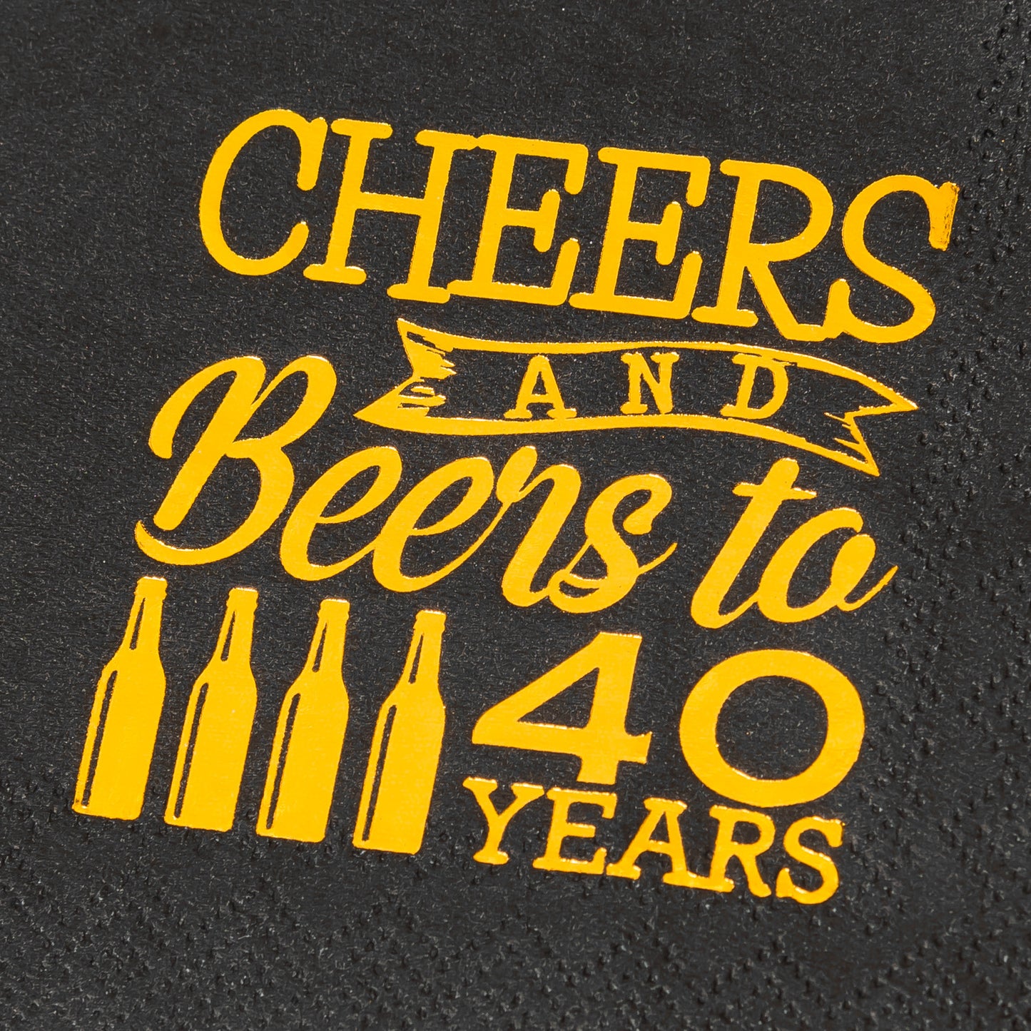 Crisky 40th Birthday Cocktail Napkins Black and Gold, Beverages Napkins for 40th Birthday Anniversary Decorations Cheers to 40 Years, 50 PCS, 3-Ply