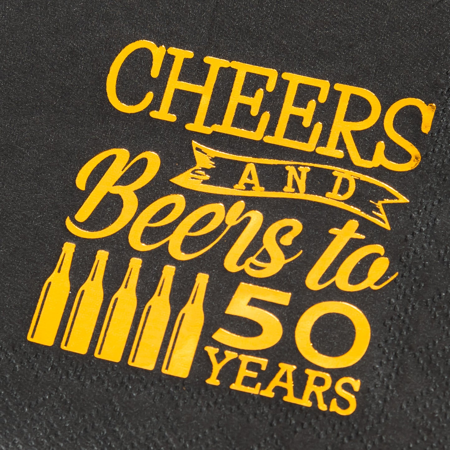 Crisky 50th Birthday Cocktail Napkins Black and Gold, Beverages Napkins for 50th Birthday Anniversary Decorations Cheers and Beers to 50 Years, 50 PCS, 3-Ply