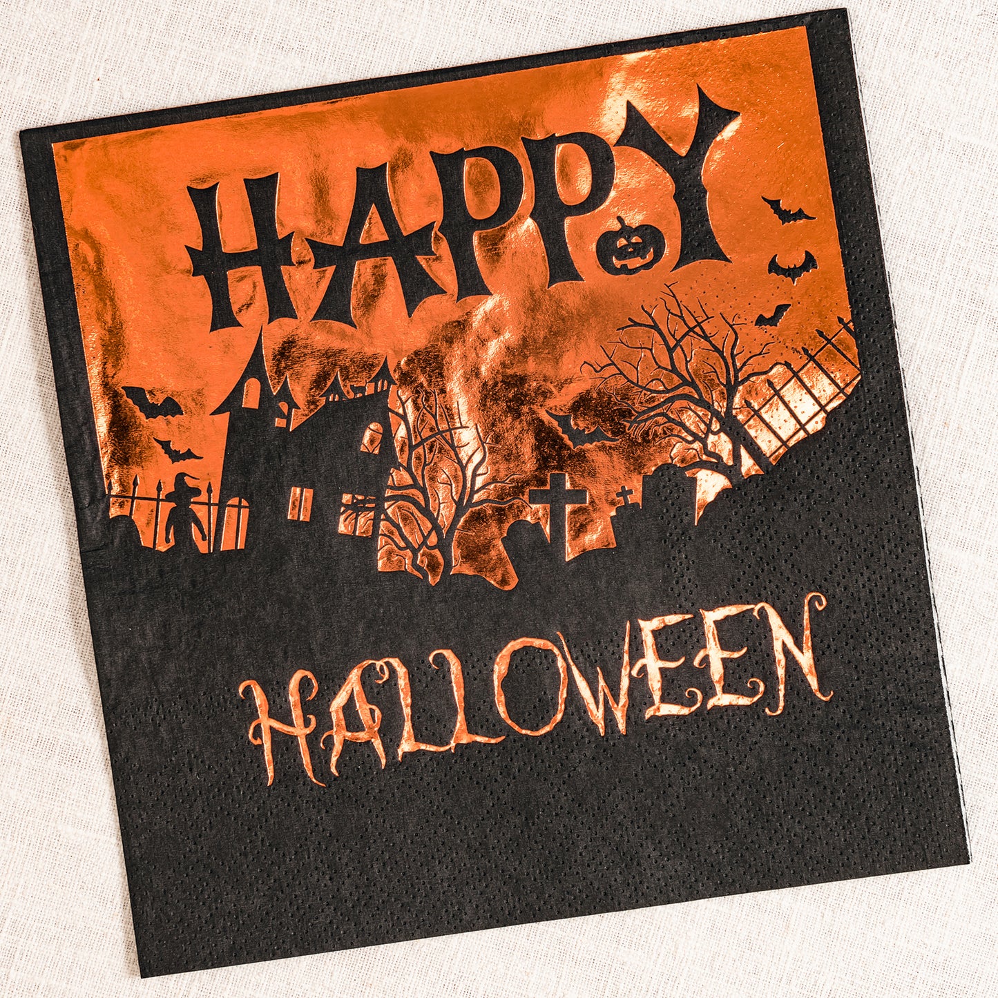 Crisky Happy Halloween Disposable Napkins Plates Cups Set for Halloween Dinner Party Decorations Party Supplies Tableware, Set of 24 (9" Plates,7" Plates, Luncheon Napkins, 9oz Cups)