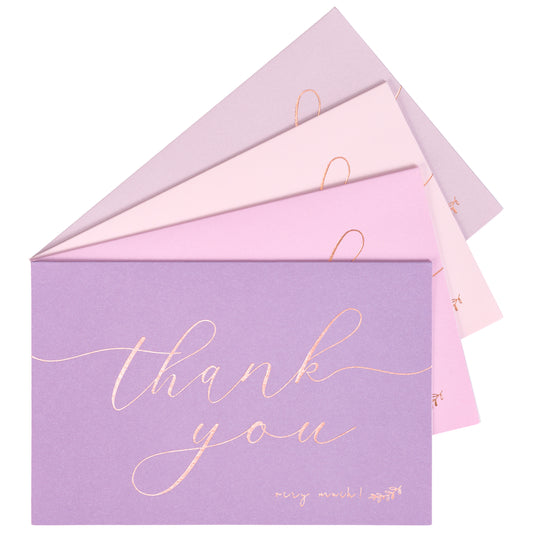 Crisky 50 pcs Lavender Shade Thank You Cards With Envelopes & Stickers Simple Chic Elegant Greeting Cards Perfect for Wedding/Business/Birthday/Graduation 4 x 6 inches