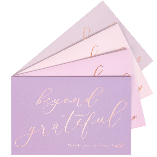 Crisky 50 pcs Lavender Shade Beyond Grateful Thank You Cards With Envelopes & Stickers Simple Chic Elegant Greeting Cards Perfect for Wedding/Business/Birthday/Graduation 4 x 6 inches