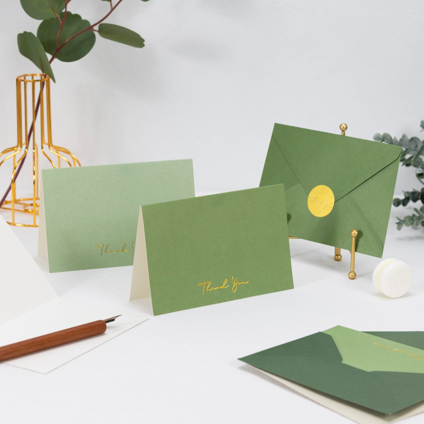 Crisky Shade of Sage Green Thank You Cards (50 Pack) with Craft Envelopes & Stickers Greeting Cards Bulk for Birthday, Baby Shower,Bridal Shower, Wedding, Graduation.