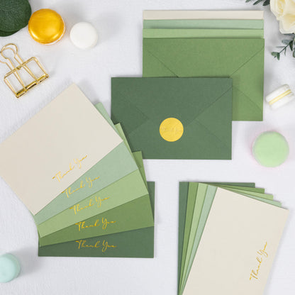 Crisky Shade of Sage Green Thank You Cards (50 Pack) with Craft Envelopes & Stickers Greeting Cards Bulk for Birthday, Baby Shower,Bridal Shower, Wedding, Graduation.