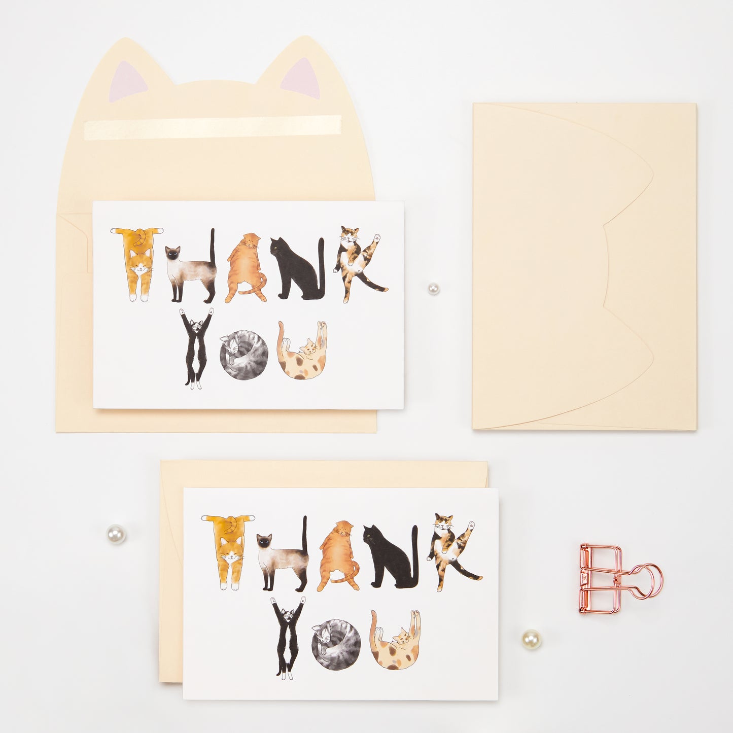 Crisky 25PCS Funny Cat Thank You Cards Cut Adorable Alphabet Kitty Cats Notes Bulk with Envelopes and Stickers for Him or Her Suit All Occasion