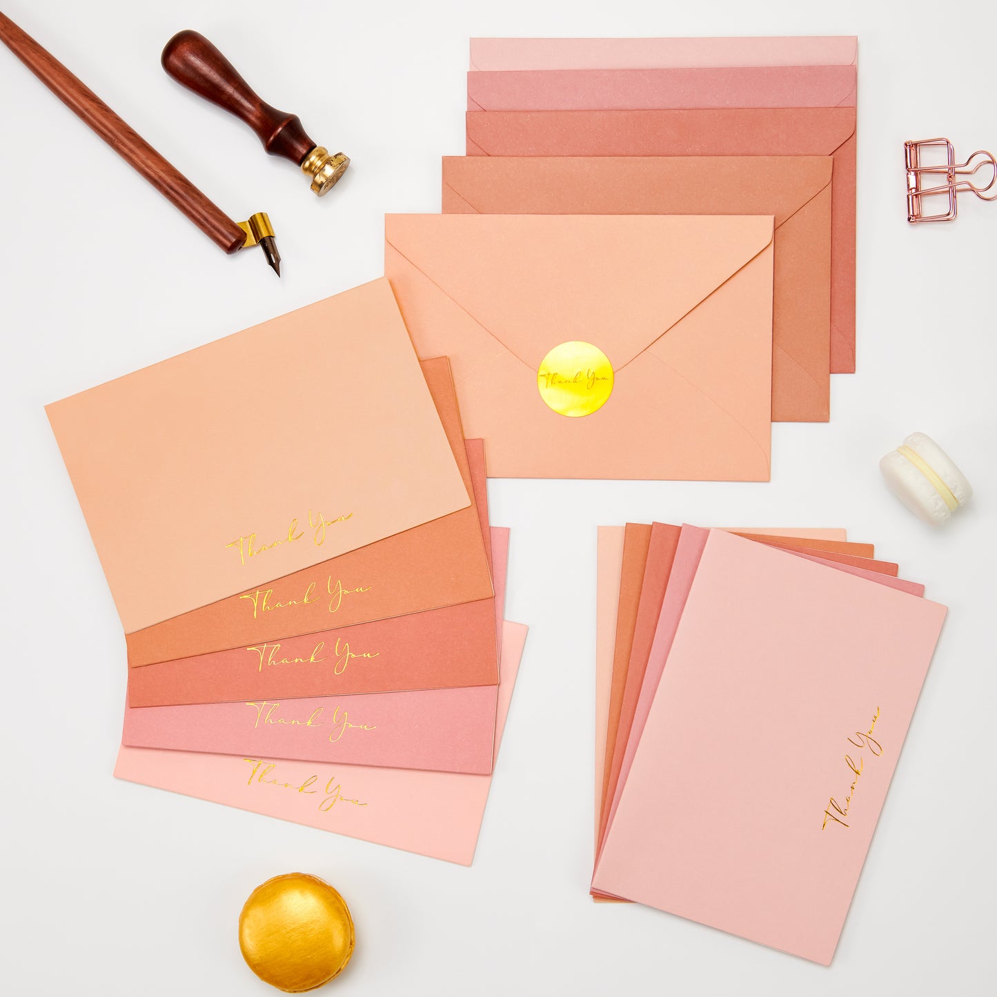 Crisky 50 Pack Thank You Greeting Cards With Envelope Peach Thank You Cards for Wedding/Bridal Shower/Baby Shower/Business/Graduation