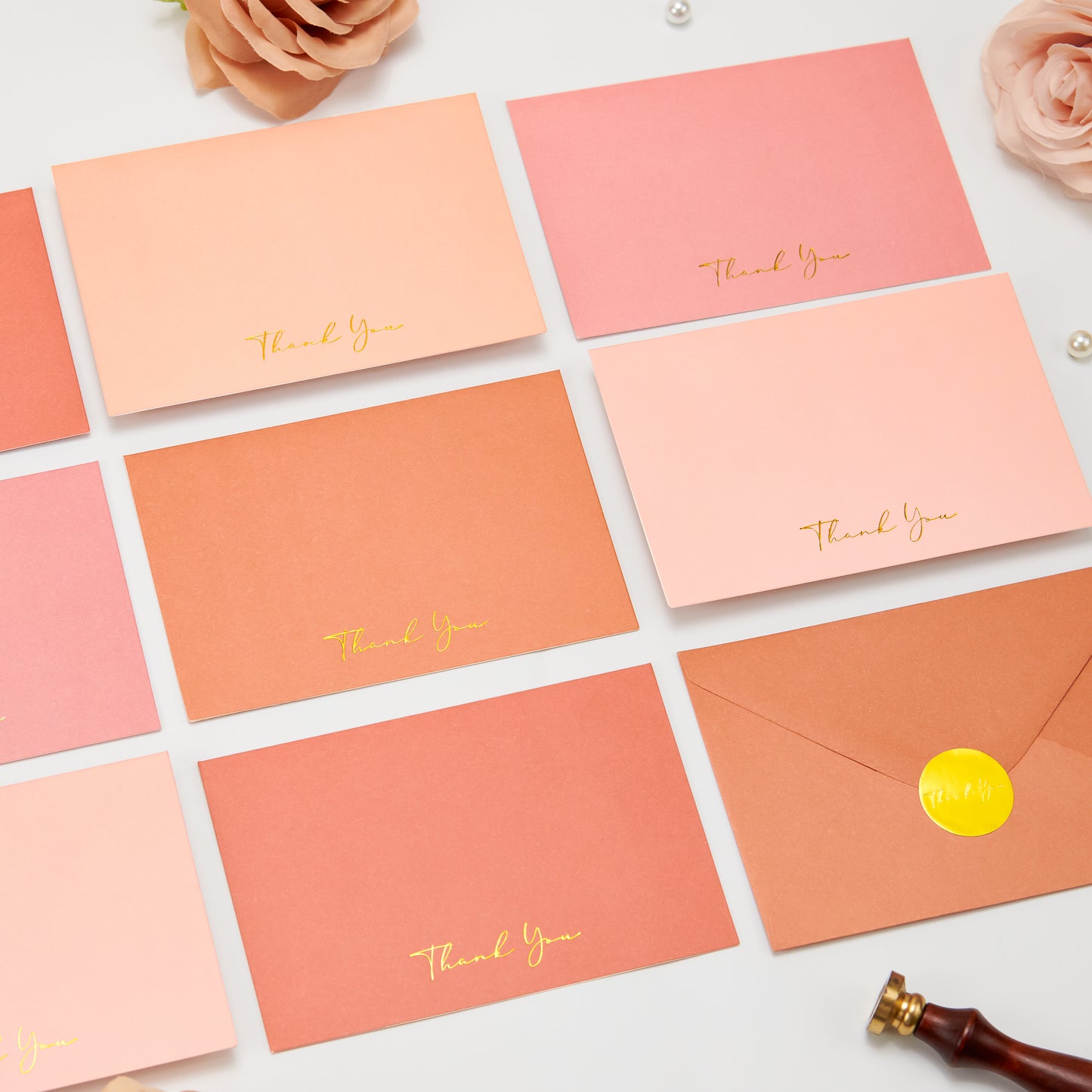 Crisky 50 Pack Thank You Greeting Cards With Envelope Peach Thank You Cards for Wedding/Bridal Shower/Baby Shower/Business/Graduation