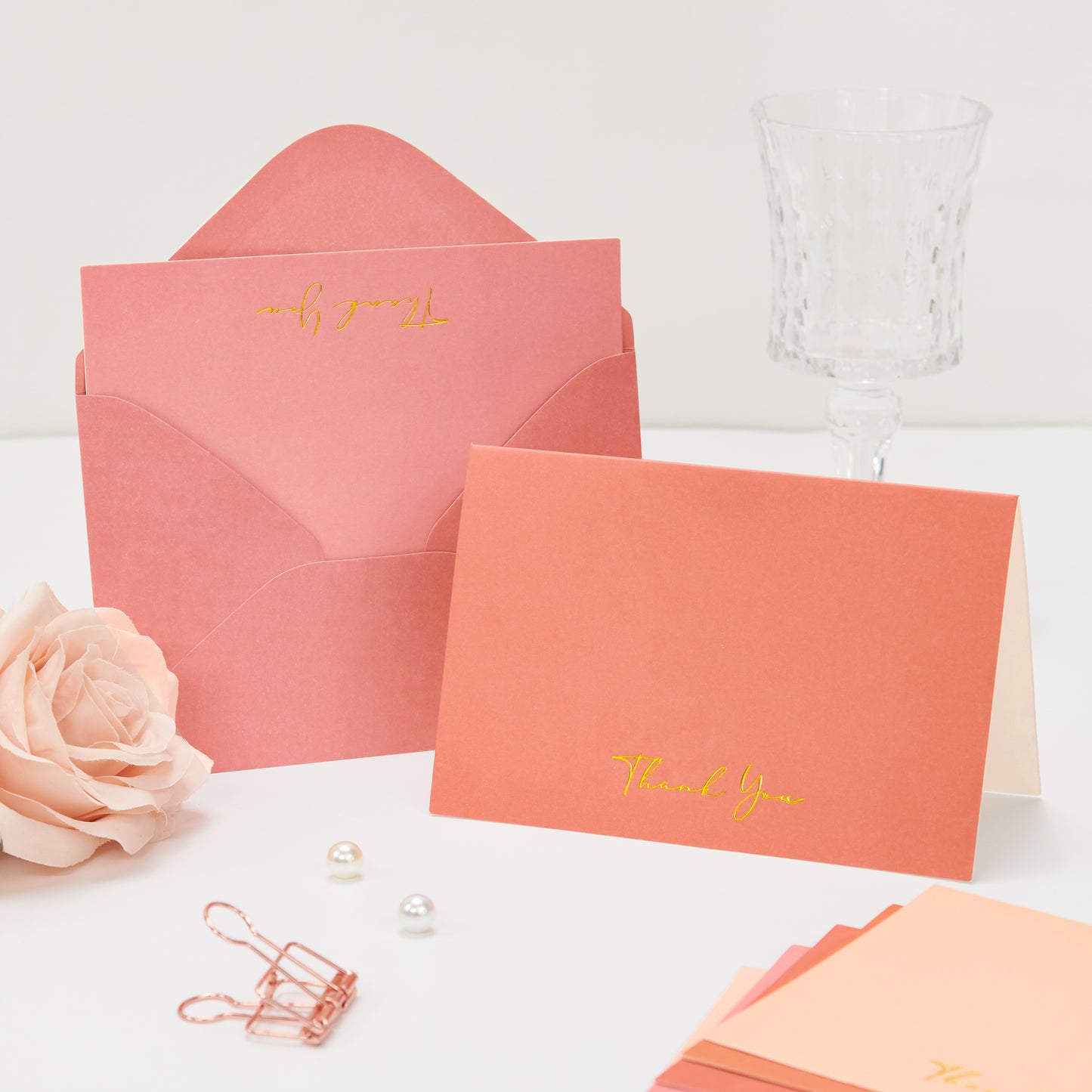 Crisky 50 Pack Thank You Greeting Cards With Envelope Peach Thank You Cards for Wedding/Bridal Shower/Baby Shower/Business/Graduation
