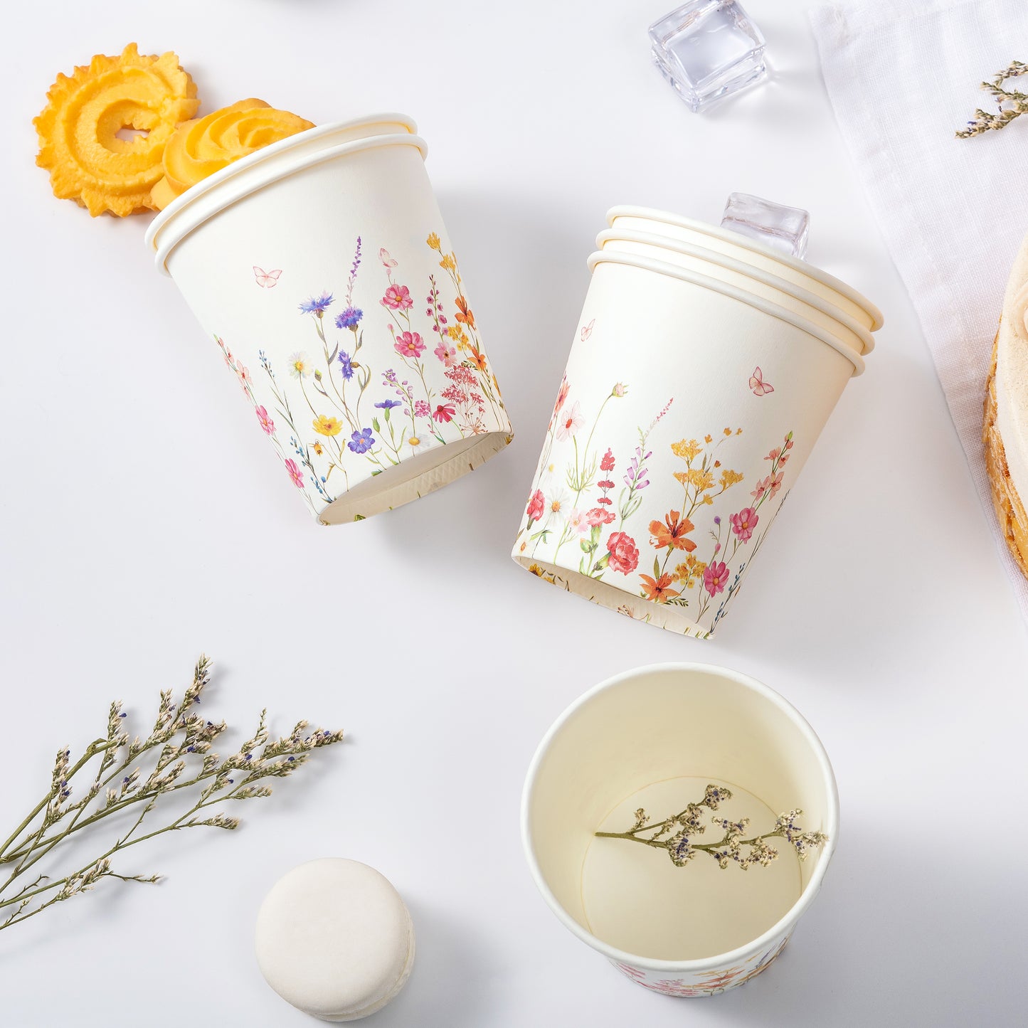 Crisky 300 Pack Paper Bathroom Cups 5oz Disposable, Elegant Design Floral Small Mouthwash Cup, Suit Hot/Cold Beverage Coffee, Dessert for Birthday Parties, Home-use, Picnics, Ceremonies
