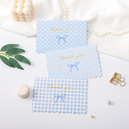 Crisky Thank You Cards with Envelopes,50 Pack Blue Thank You Cards Bulk Bow Style for Baby Shower, Birthday, Wedding Decoration Party Favors