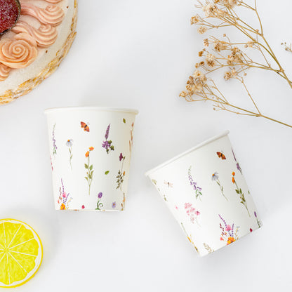 Crisky 100 Pack 5oz Paper Cups, Disposable Bathroom Cups, Elegant Design Floral Small Mouthwash Cup, Hot/Cold Beverage Coffee, Dessert Cup for Birthday Parties, Home-use, Picnics, Ceremonies
