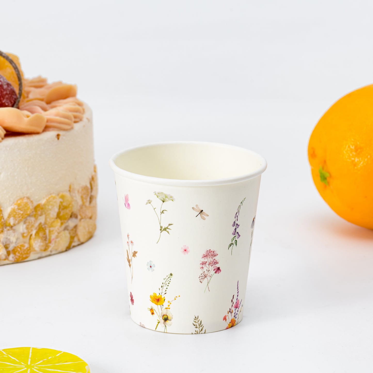 Crisky 100 Pack 5oz Paper Cups, Disposable Bathroom Cups, Elegant Design Floral Small Mouthwash Cup, Hot/Cold Beverage Coffee, Dessert Cup for Birthday Parties, Home-use, Picnics, Ceremonies