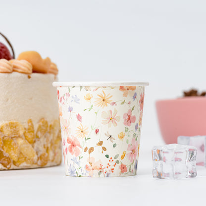 Crisky 150 Pack Paper Bathroom Cups 3oz Disposable Elegant Design Full Floral Small Mouthwash Hot/Cold Beverage Coffee Dessert for Birthday Parties Home-use Picnics Ceremonies