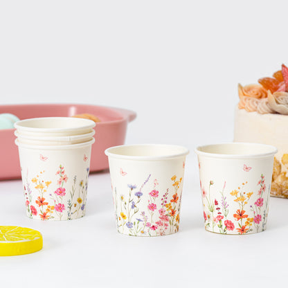 Crisky 150 Pack Paper Bathroom Cups 3oz Disposable Small Mouthwash, Elegant Floral Design, Hot/Cold Beverage Coffee, Dessert for Birthday Parties, Home-use, Picnics, Ceremonies