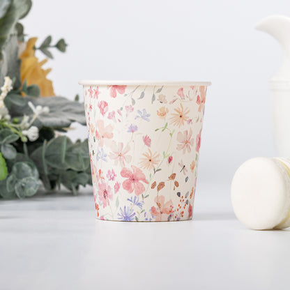 Crisky 5oz Paper Cups Dixie Cup[300 Pack], Disposable Bathroom Cups, Elegant Design Floral Small Mouthwash Cup, Hot/Cold Beverage Coffee, Dessert for Birthday Parties, Home-use, Picnics, Ceremonies