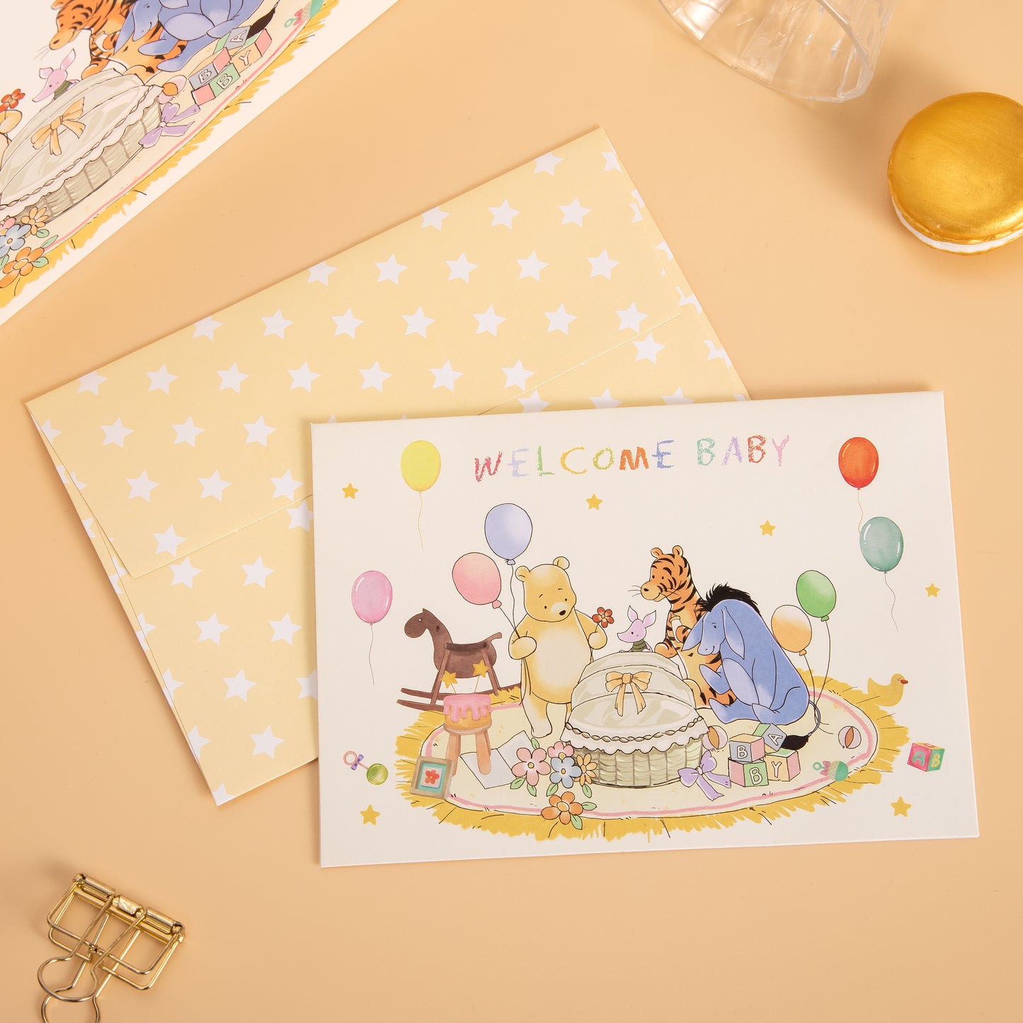 Crisky 13" Large Winnie Gift Bags with Tissue Paper and Greeting Card for Baby Shower Kids Boy and Girl Birthday Parties